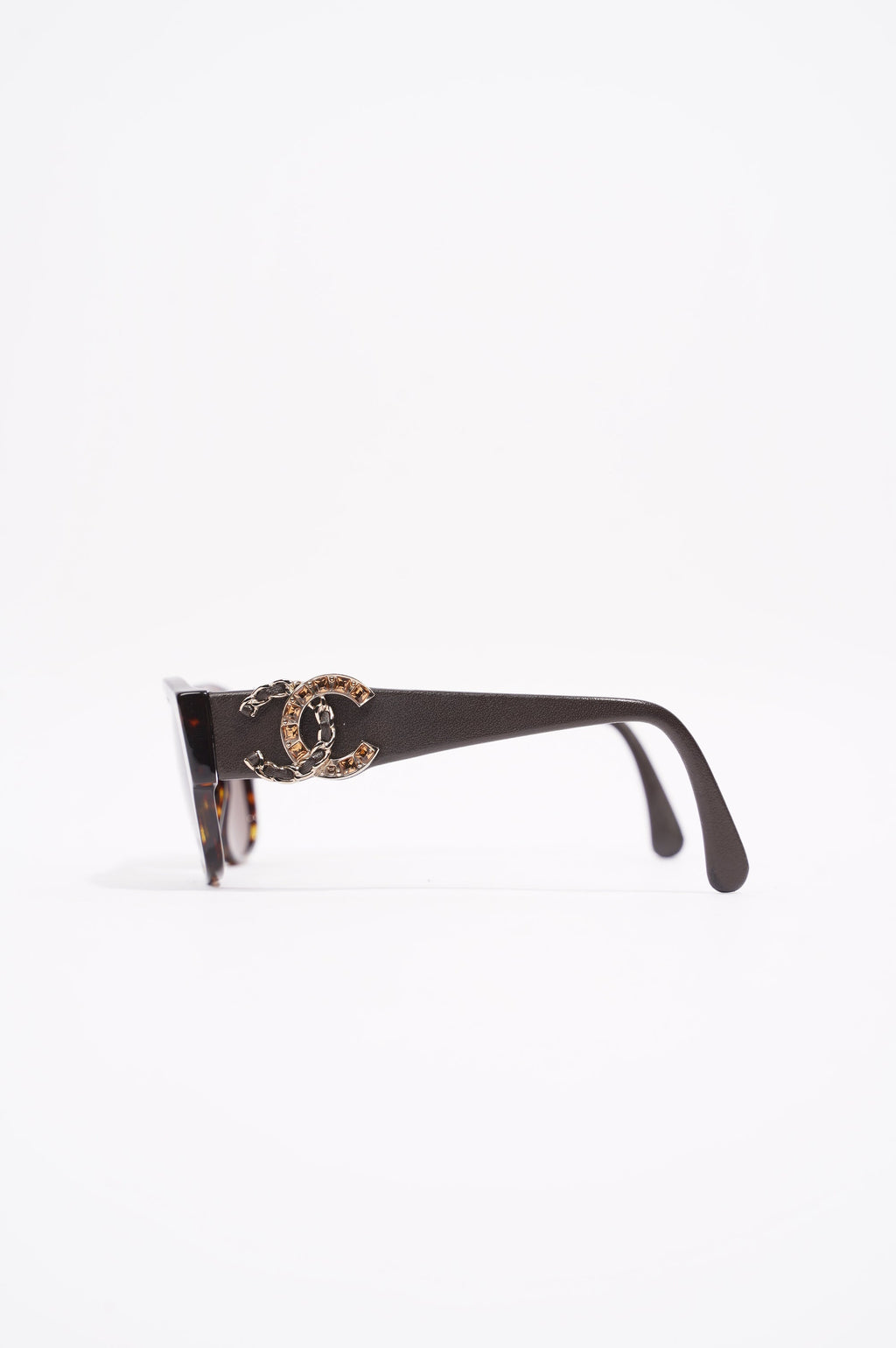 Chanel Womens CC Rectangular Sunglasses Brown Acetate 140