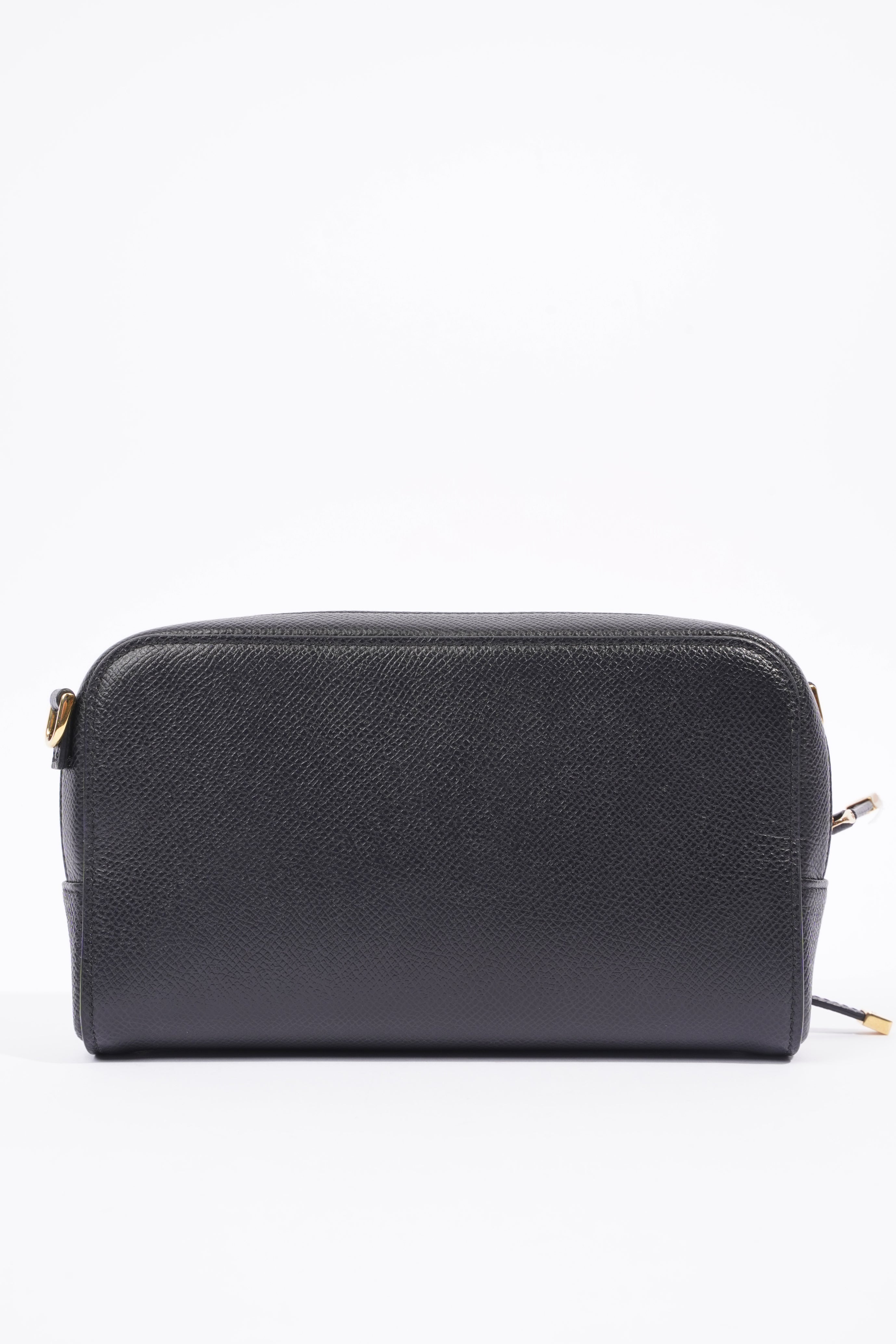 Christian Dior Womens Caro Double Pouch Black Leather