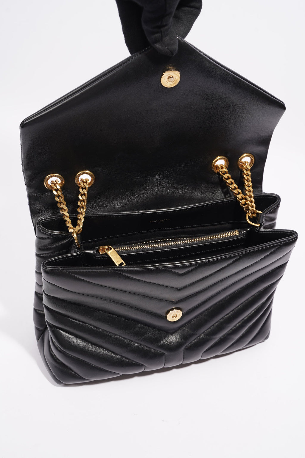 Saint Laurent Womens Lou Lou Black / Gold Medium