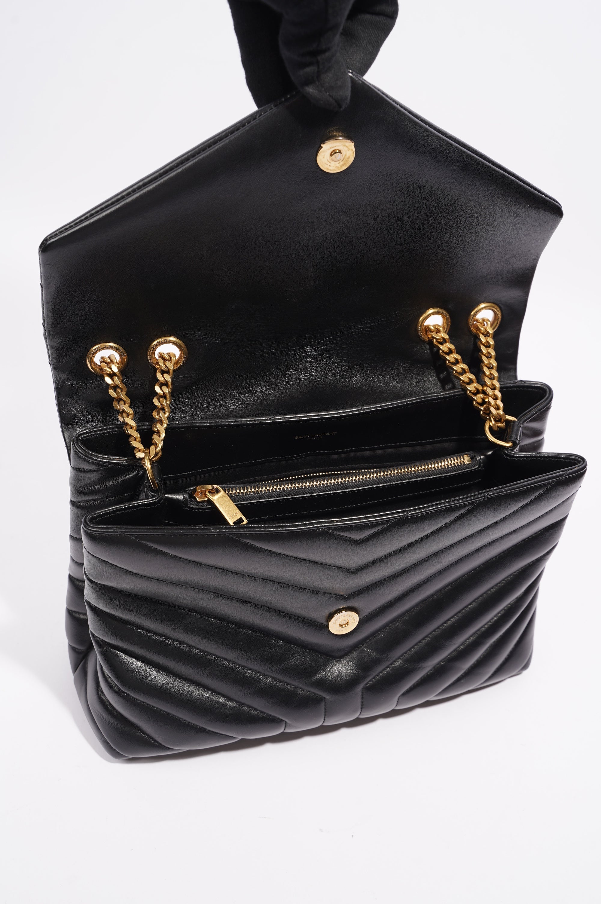 Saint Laurent Womens Lou Lou Black / Gold Medium