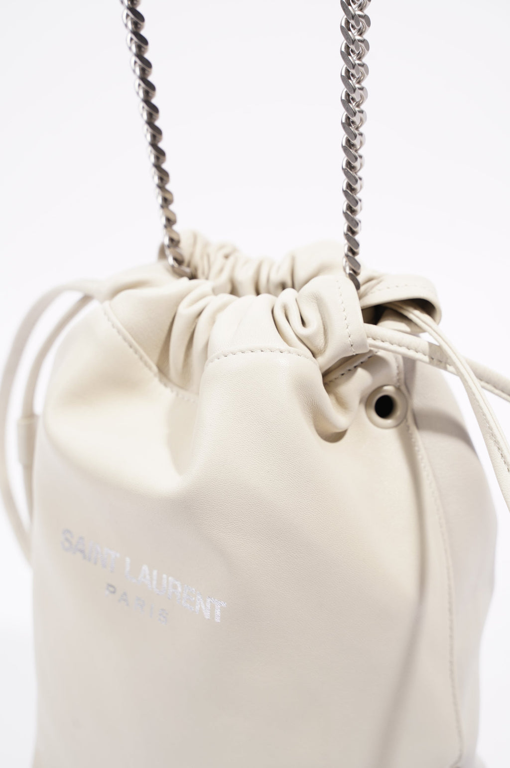 Saint Laurent Womens Teddy Leather Crossbody Beige