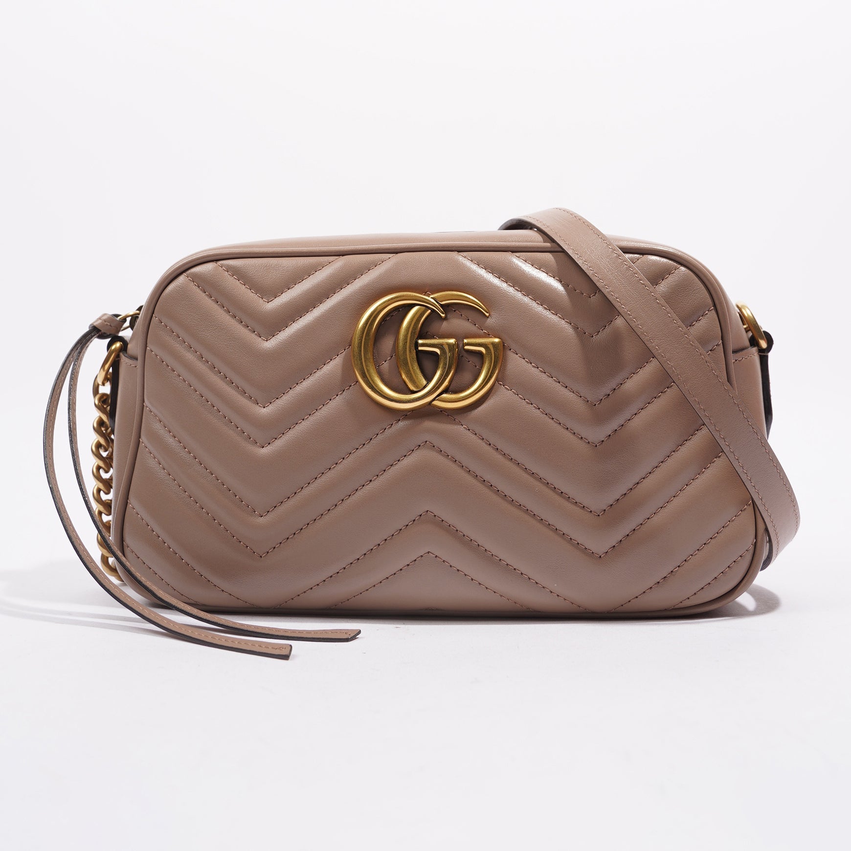 Gucci Womens GG Marmont Bag Pink Leather Small