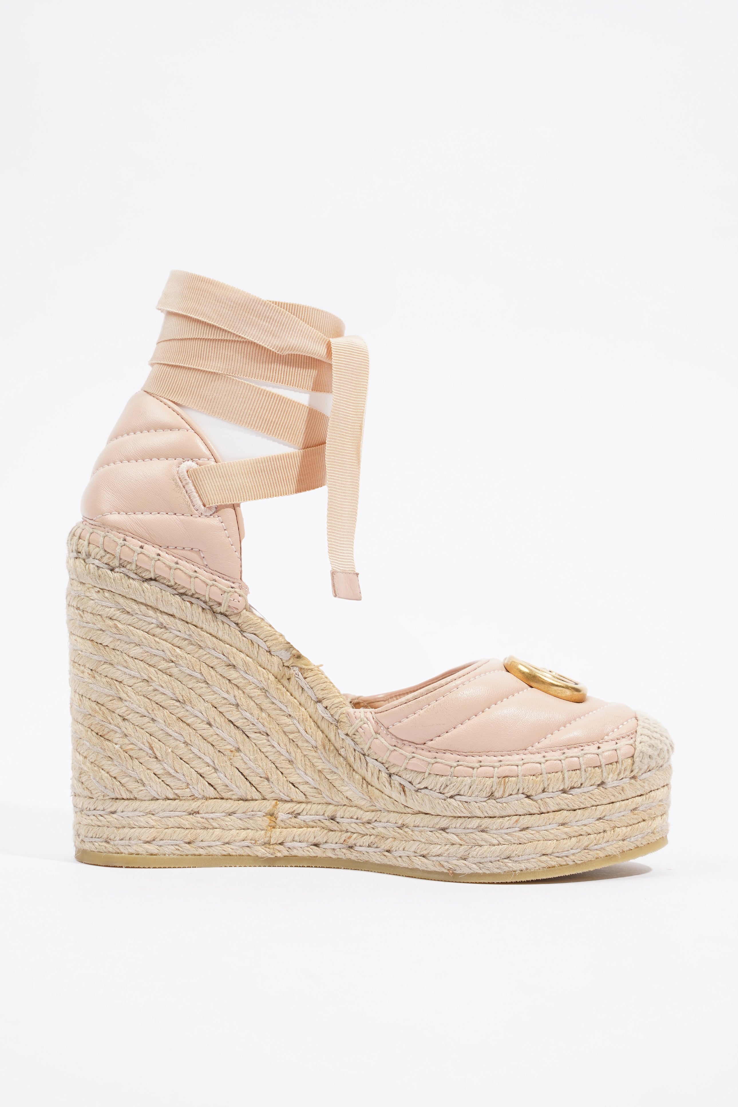 Gucci Leather Platform Espadrilles Nude / Gold EU 36.5 / UK 3.5