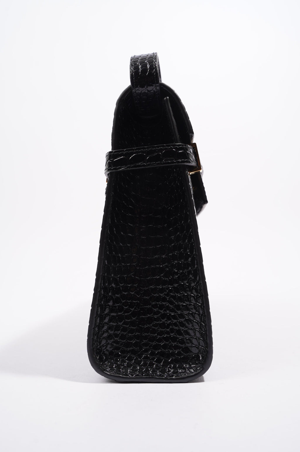 Saint Laurent Womens Manhattan Black Croc Medium