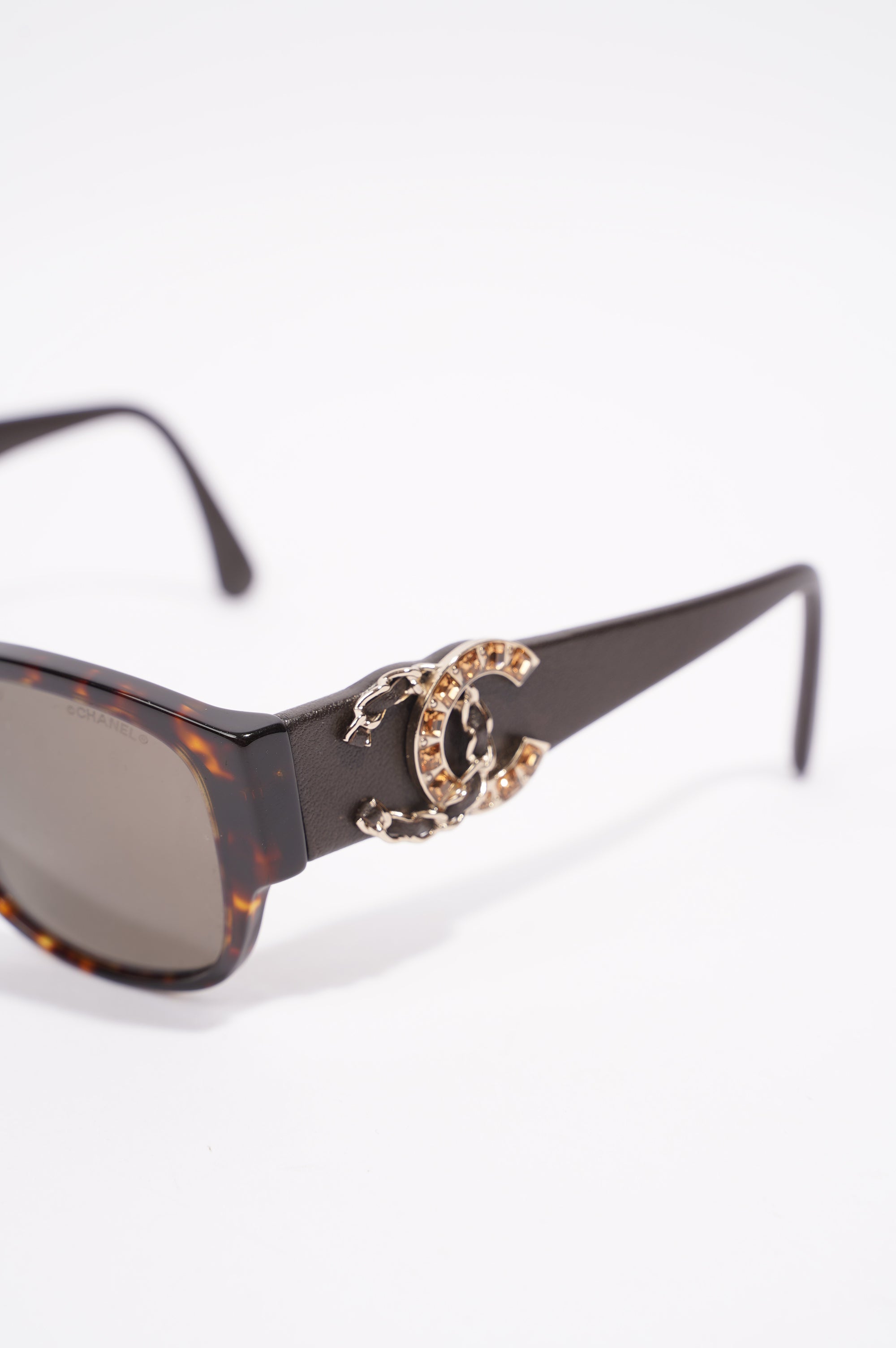 Chanel Womens CC Rectangular Sunglasses Brown Acetate 140