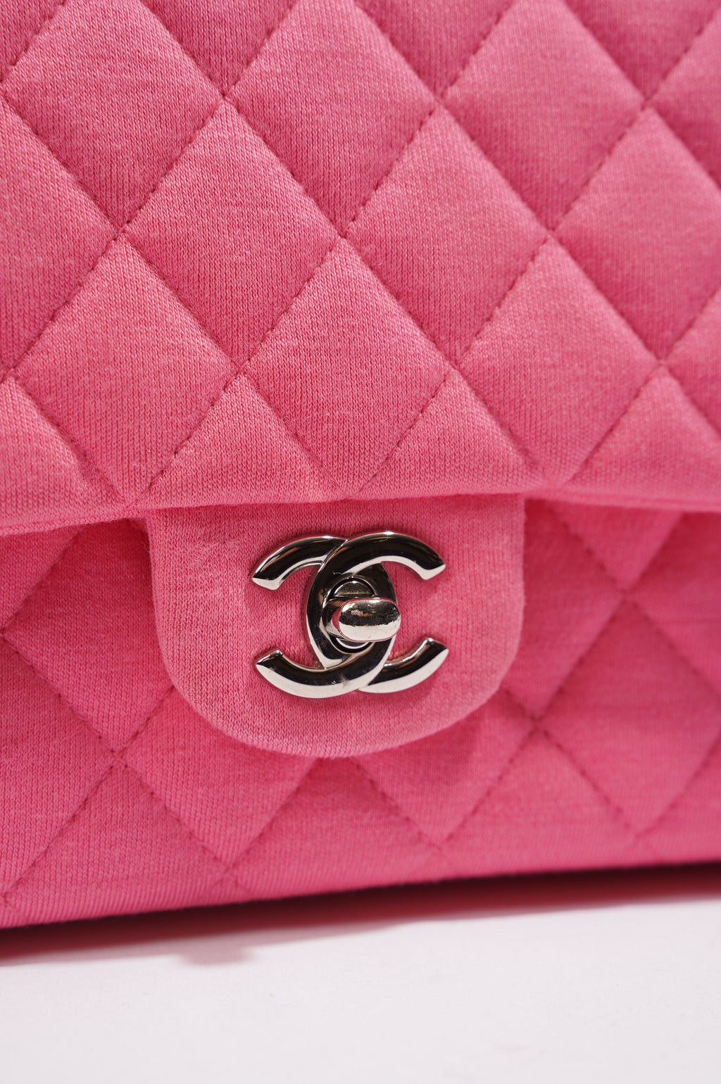 Chanel Womens Fabric Double Flap Bag Pink Medium