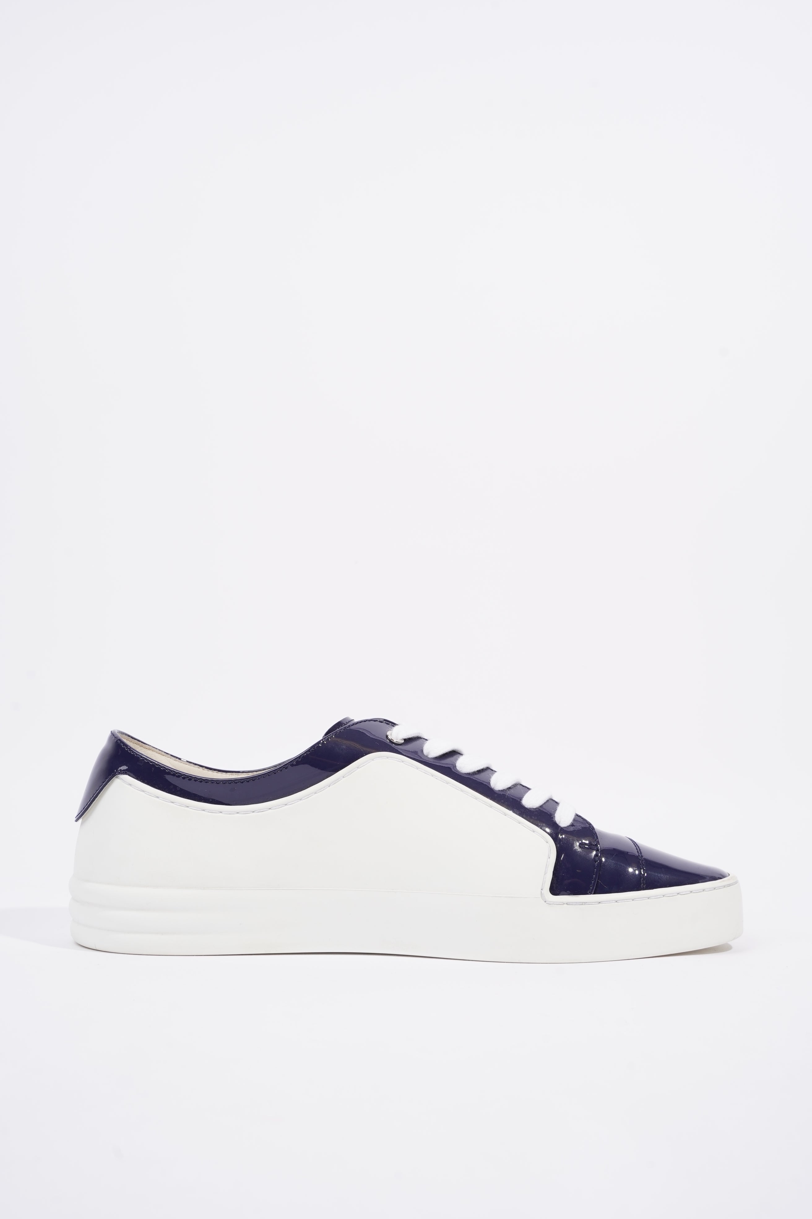 Chanel Womens CC Patent Logo Sneaker Blue / White EU 41 / UK 8