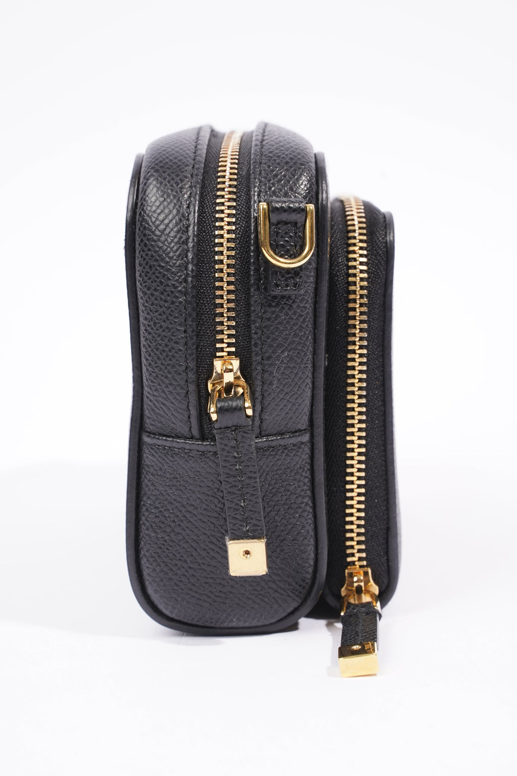 Christian Dior Womens Caro Double Pouch Black Leather