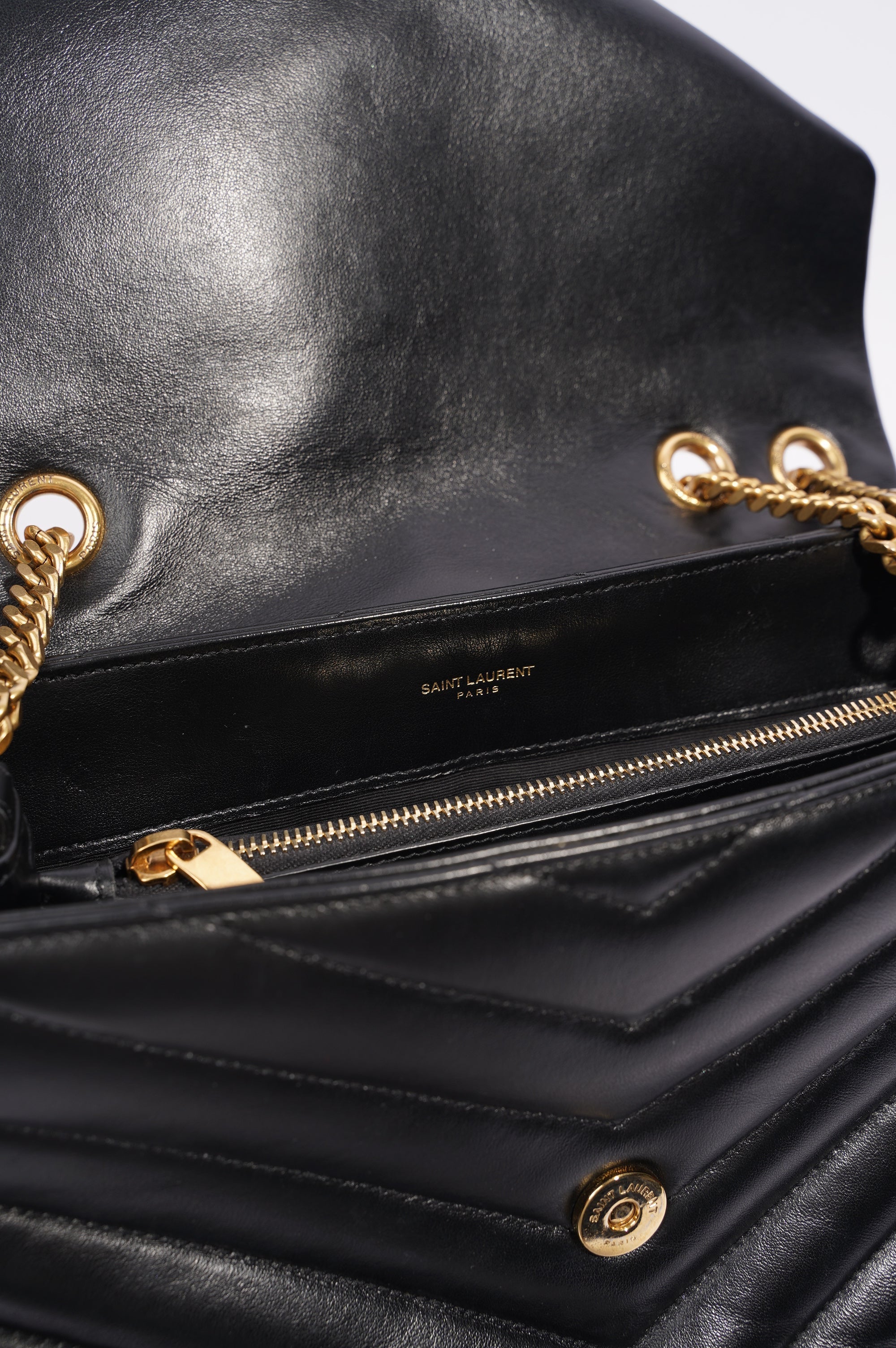 Saint Laurent Womens Lou Lou Black / Gold Medium