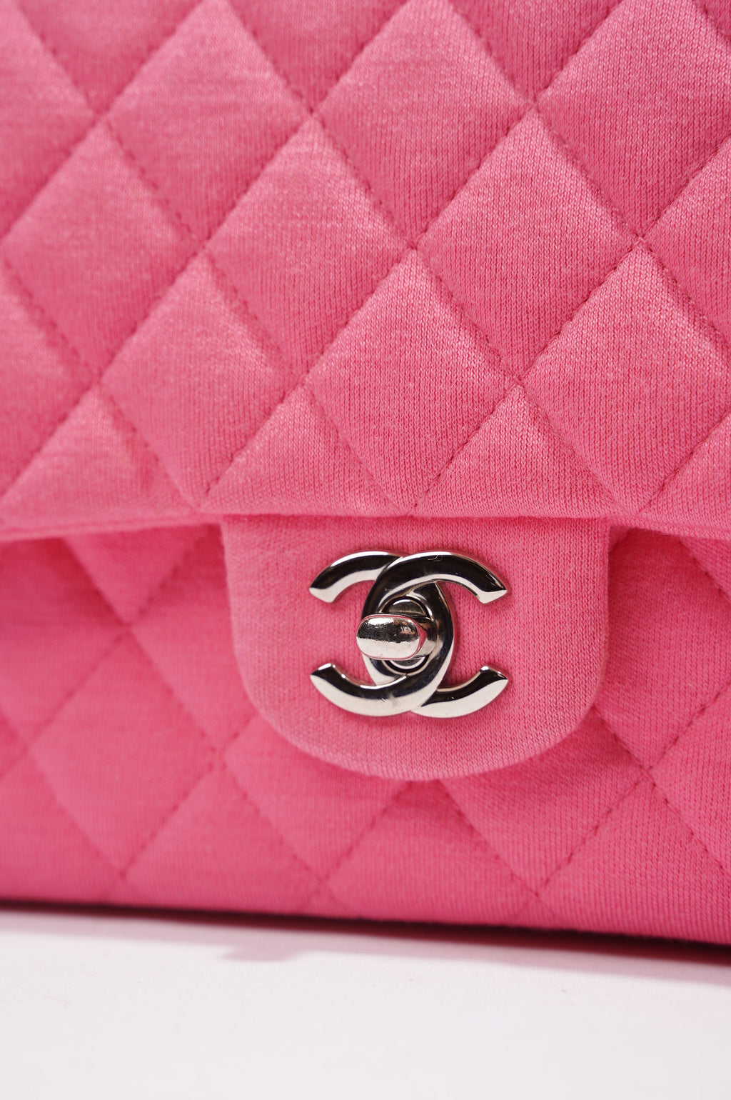 Chanel Womens Fabric Double Flap Bag Pink Medium