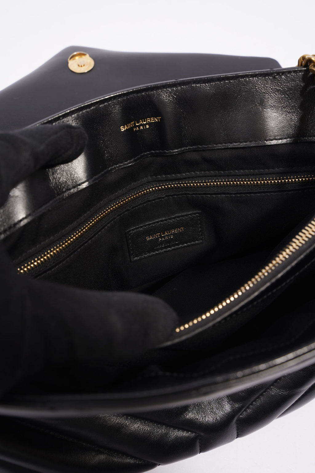 Saint Laurent Womens Lou Lou Black / Gold Medium