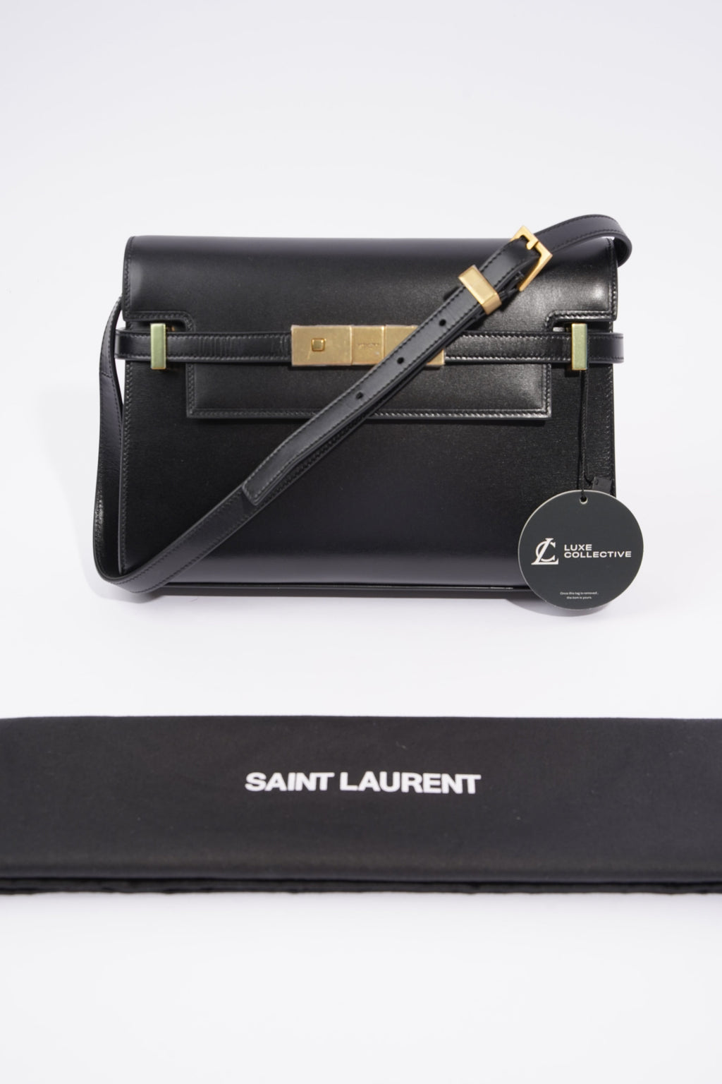 Saint Laurent Manhattan Shoulder Bag Black Leather Small