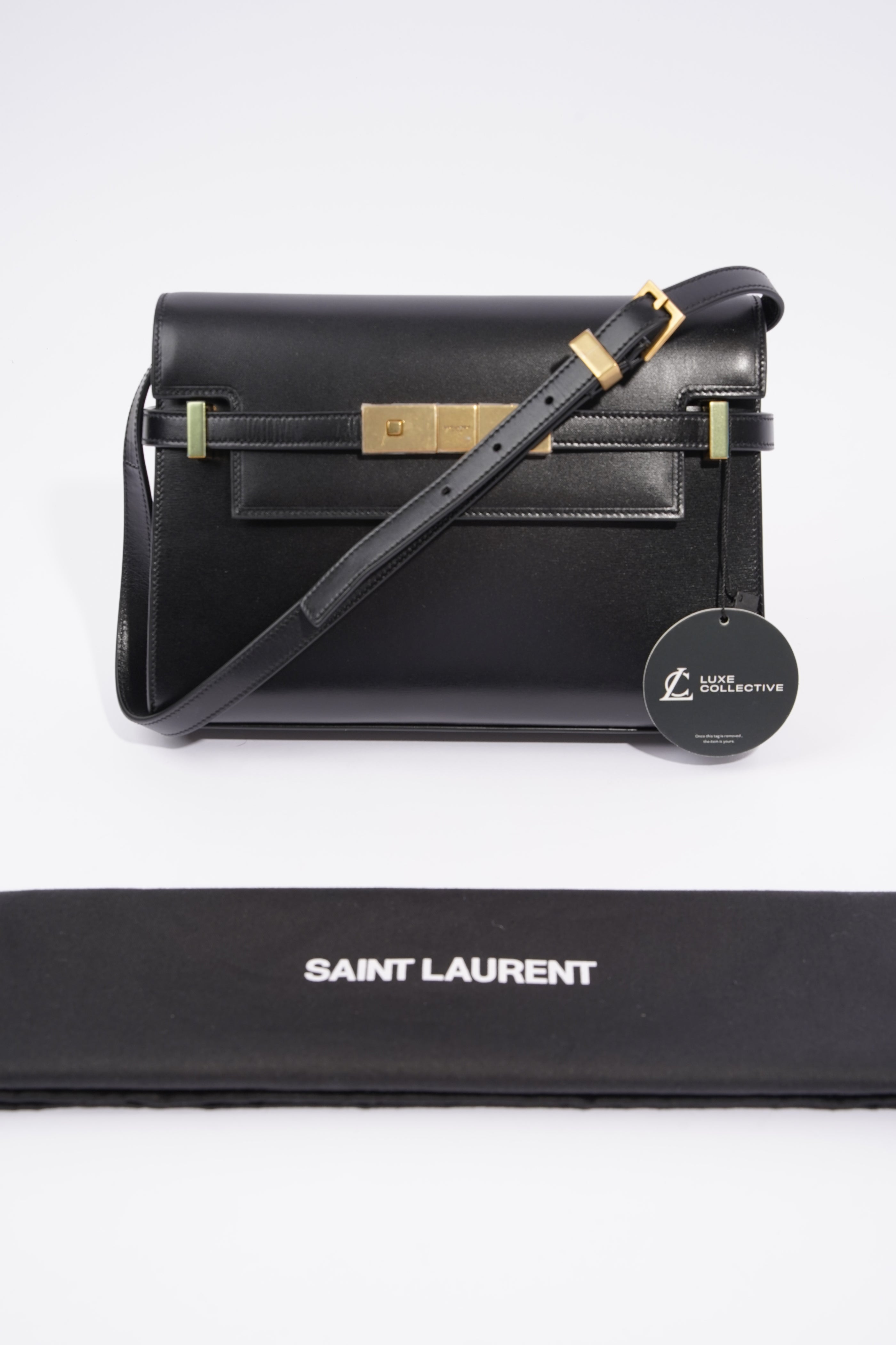 Saint Laurent Manhattan Shoulder Bag Black Leather Small