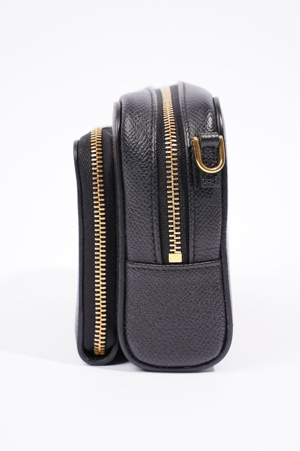 Christian Dior Womens Caro Double Pouch Black Leather