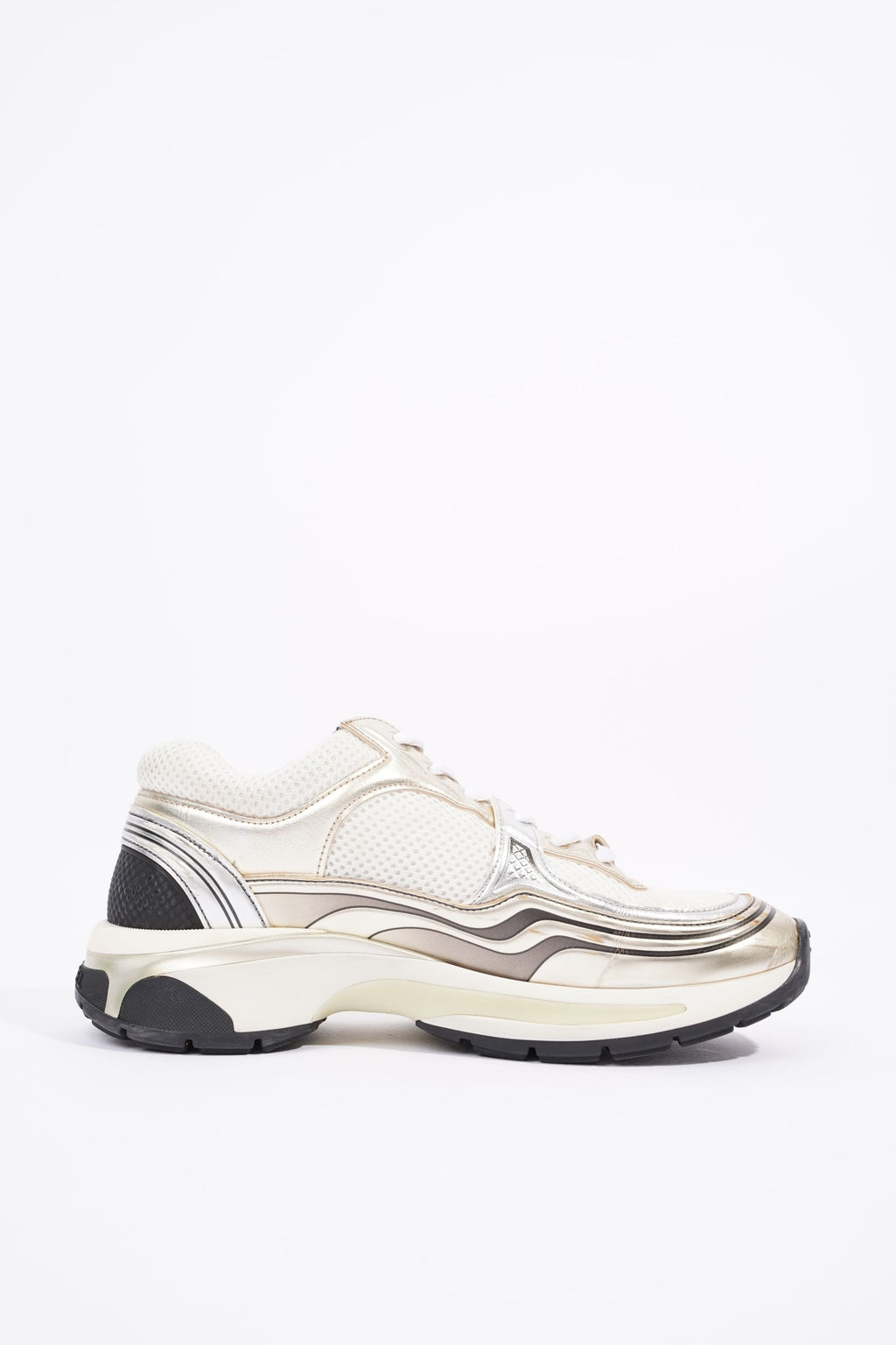 Chanel Womens CC Runner White / Silver EU 38 / UK 5