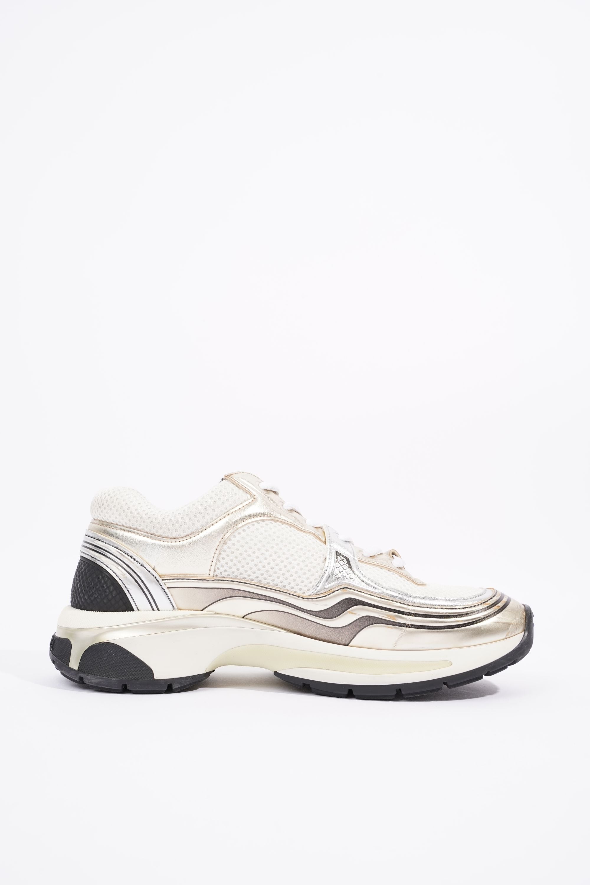 Chanel Womens CC Runner White / Silver EU 38 / UK 5