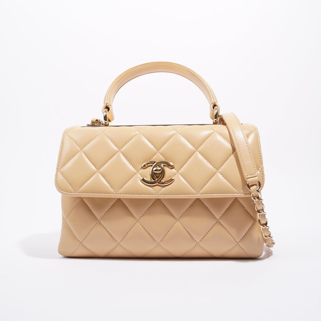 Chanel Womens Trendy Flap Bag Biscuit Lambskin Small