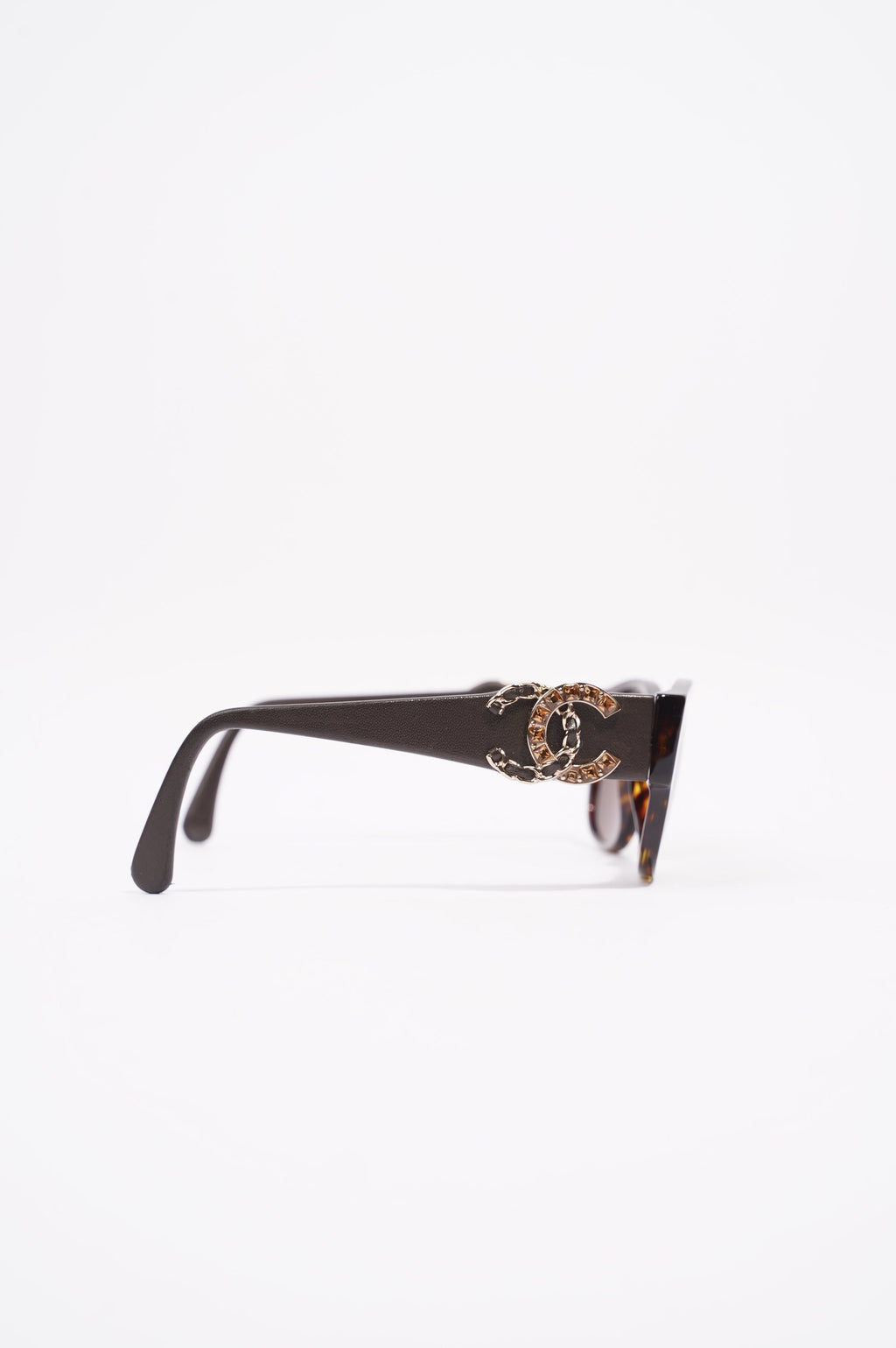 Chanel Womens CC Rectangular Sunglasses Brown Acetate 140