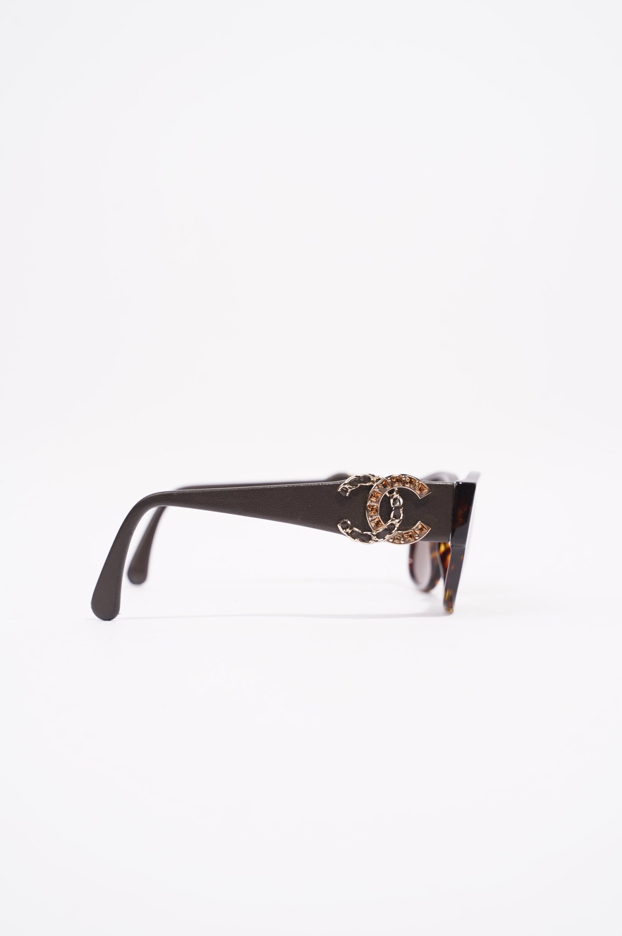 Chanel Womens CC Rectangular Sunglasses Brown Acetate 140
