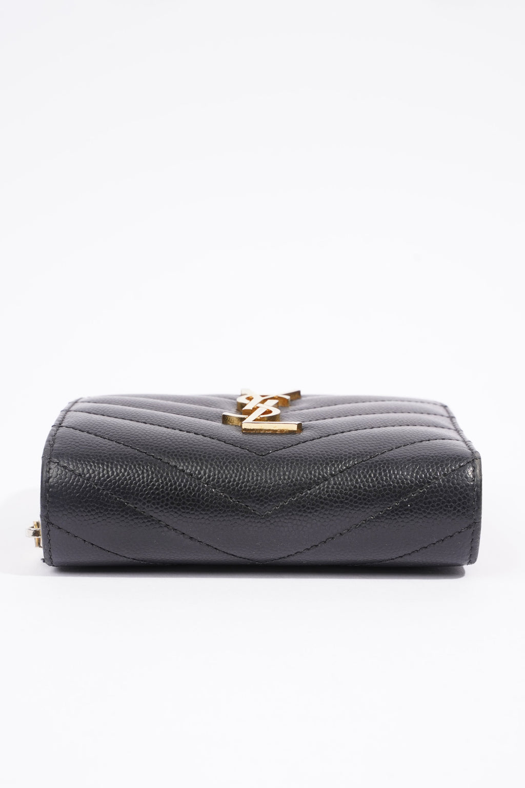 Saint Laurent Cassandre Zip Around Wallet Black Leather Small
