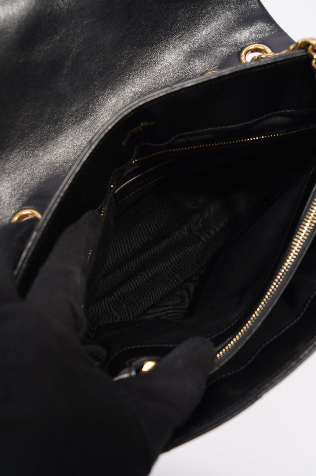 Saint Laurent Womens Lou Lou Black / Gold Medium