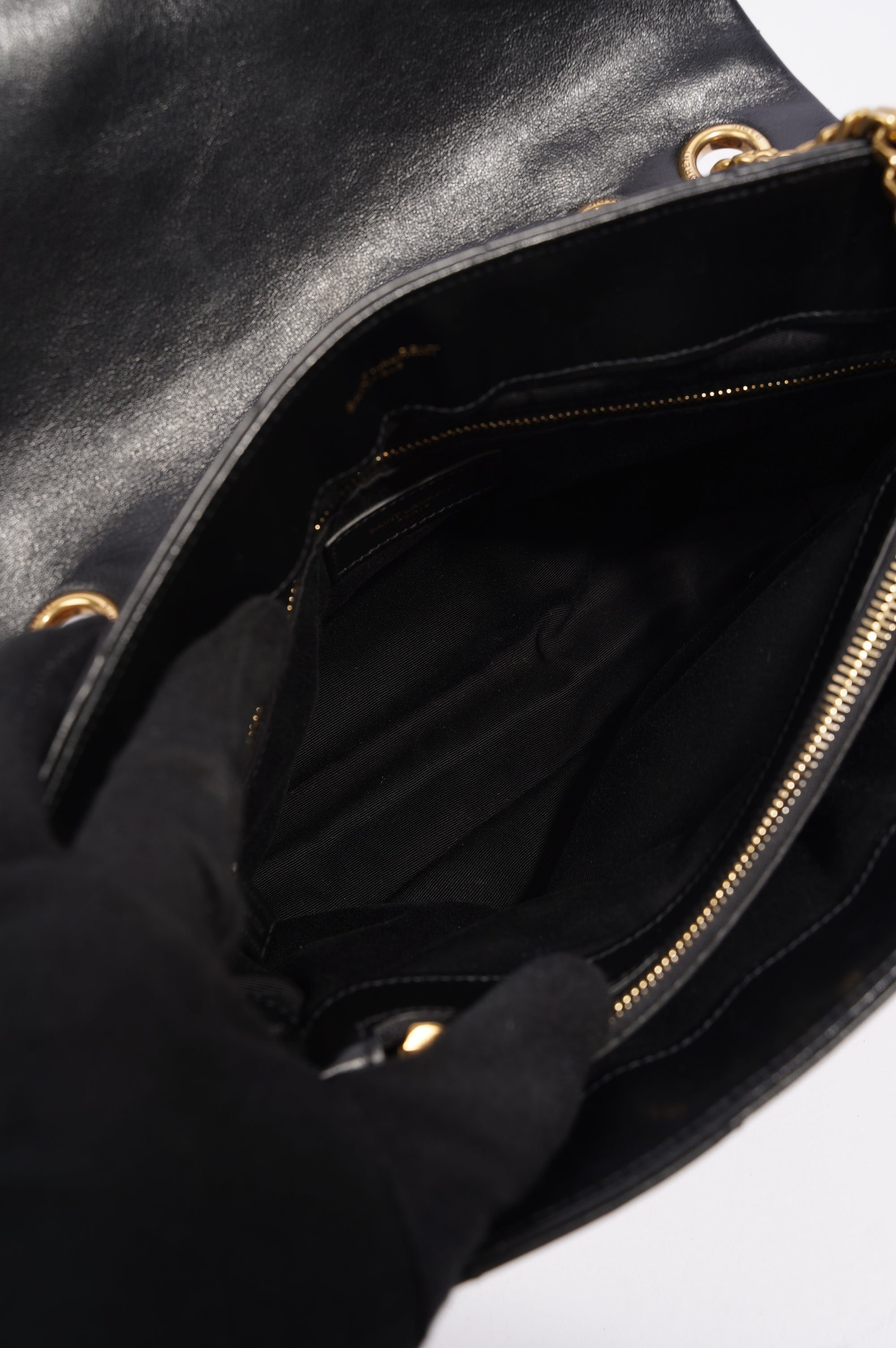 Saint Laurent Womens Lou Lou Black / Gold Medium