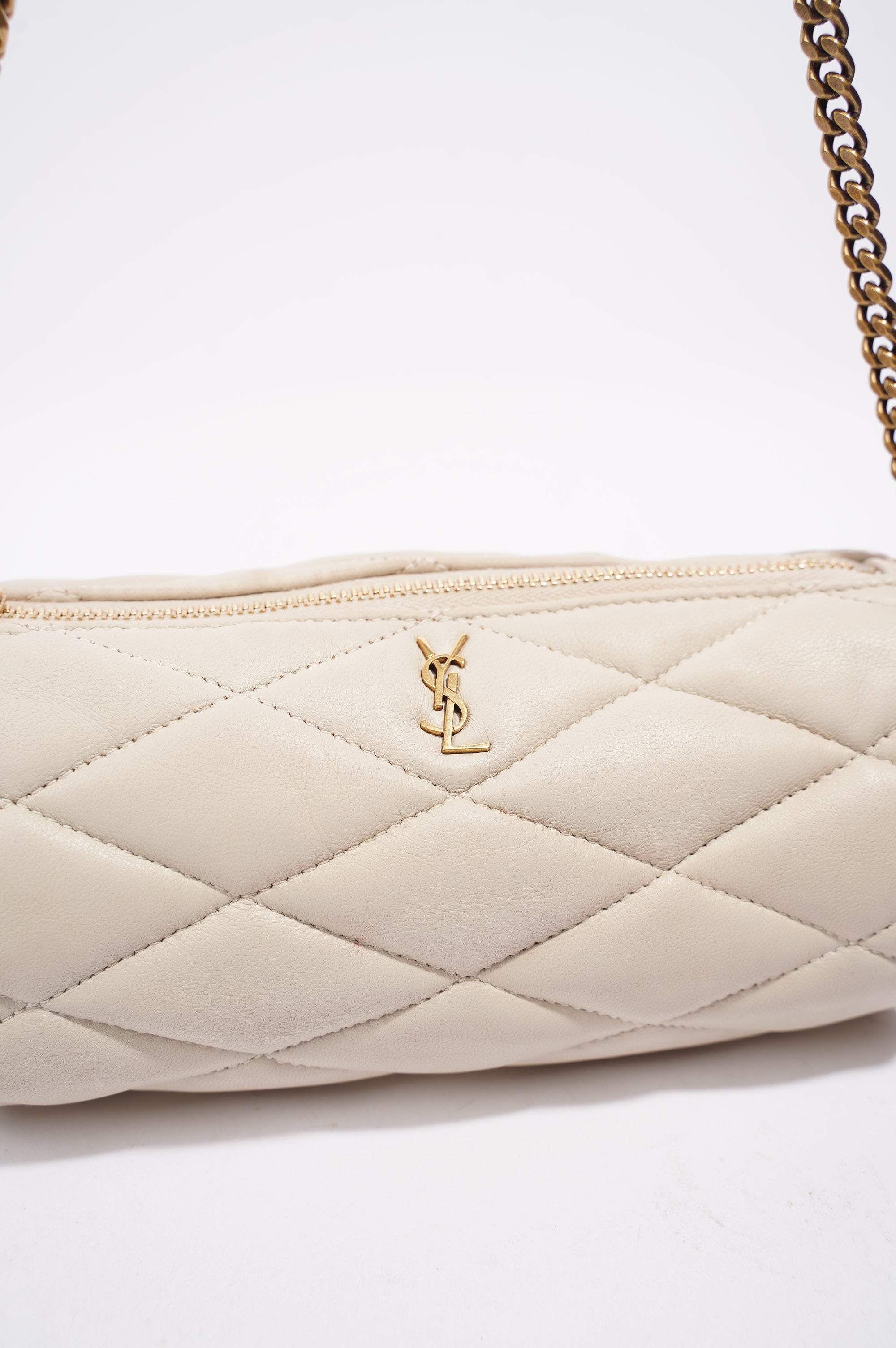 Saint Laurent Womens Tube Bag White Lambskin Leather Mini