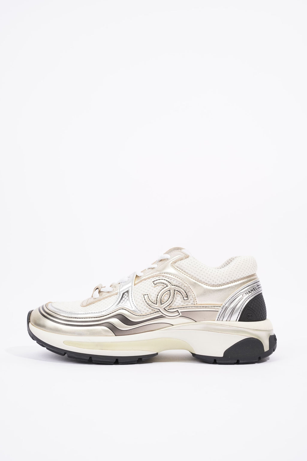 Chanel Womens CC Runner White / Silver EU 38 / UK 5
