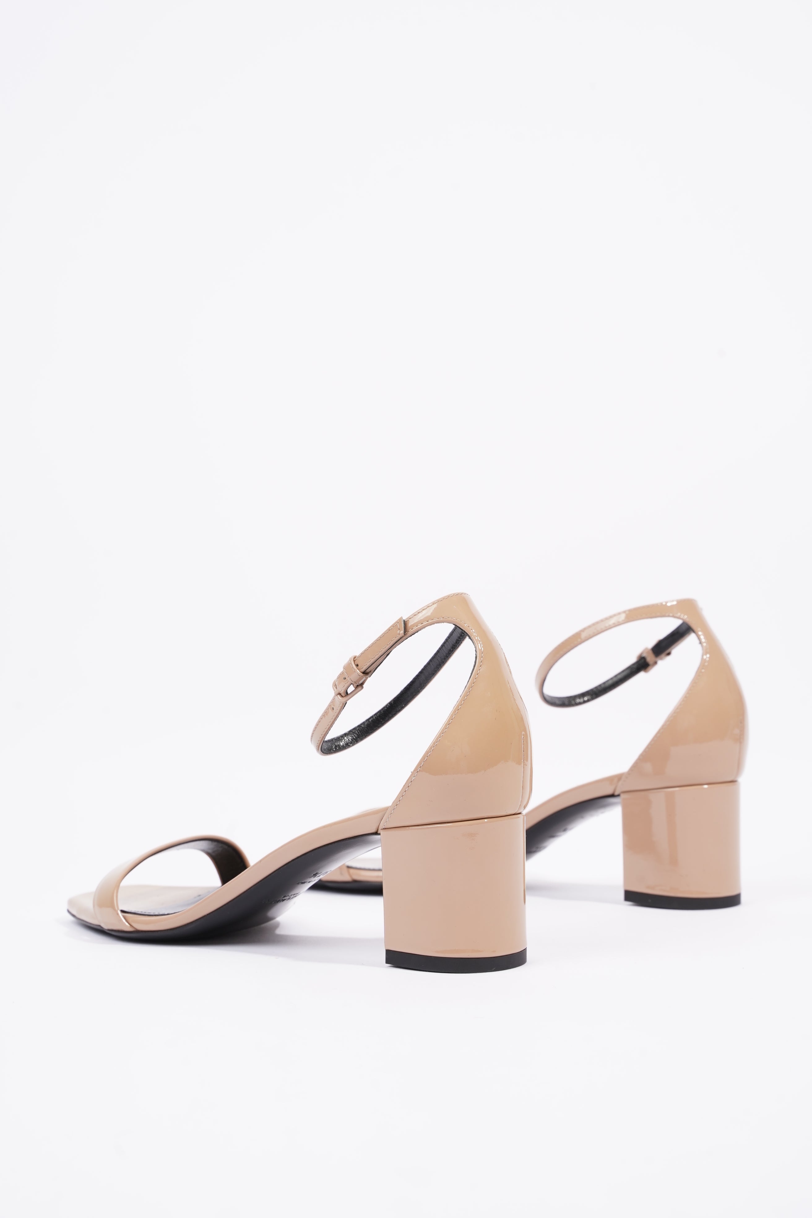 Saint Laurent Womens LouLou 50 Sandal Patent Nude EU 37.5 / UK 4.5