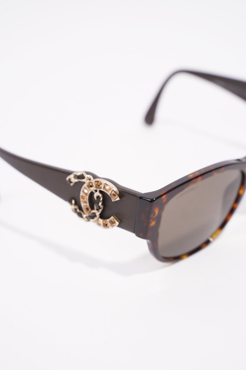Chanel Womens CC Rectangular Sunglasses Brown Acetate 140
