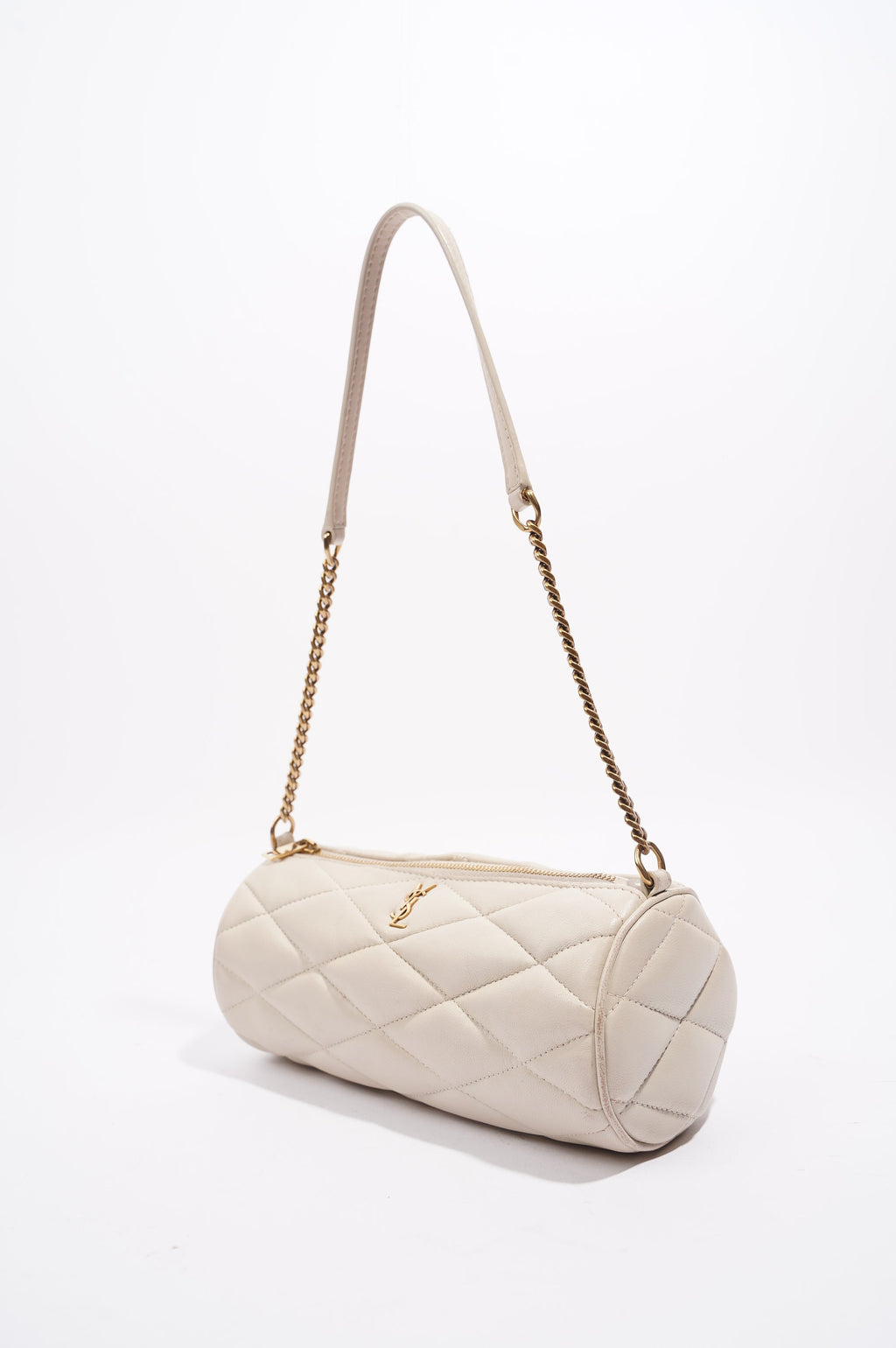 Saint Laurent Womens Tube Bag White Lambskin Leather Mini