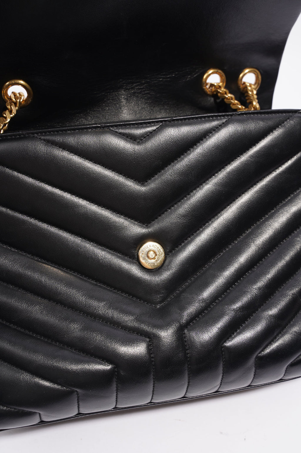 Saint Laurent Womens Lou Lou Black / Gold Medium
