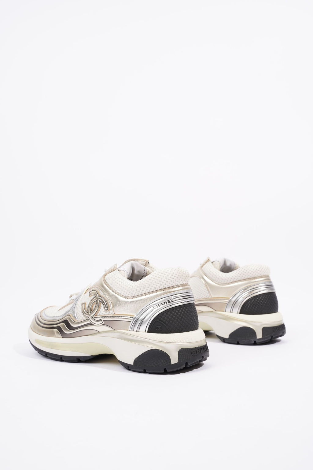 Chanel Womens CC Runner White / Silver EU 38 / UK 5
