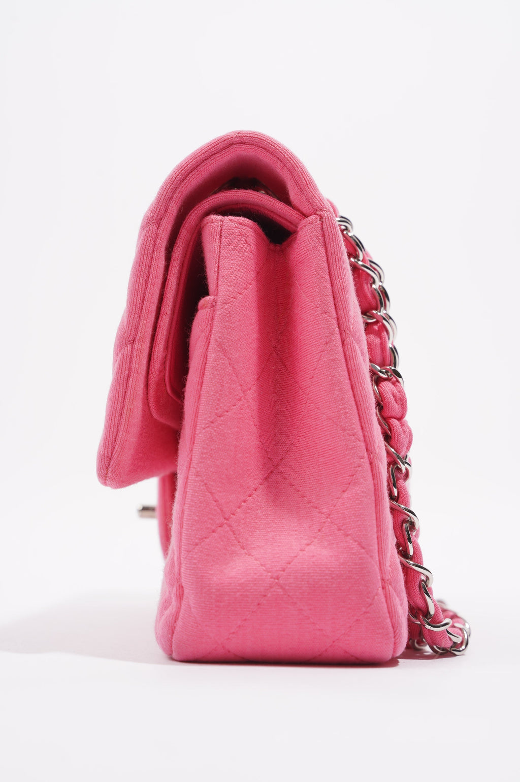 Chanel Womens Fabric Double Flap Bag Pink Medium