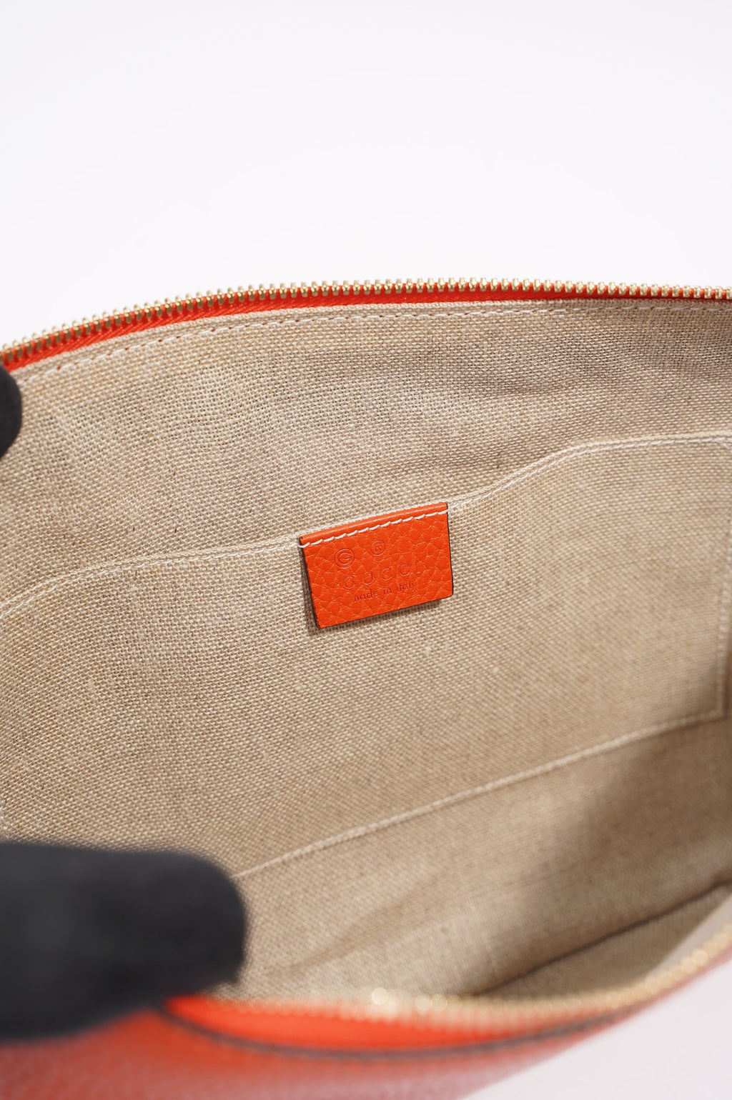 Gucci Clutch Bag Bamboo Burnt Orange Leather
