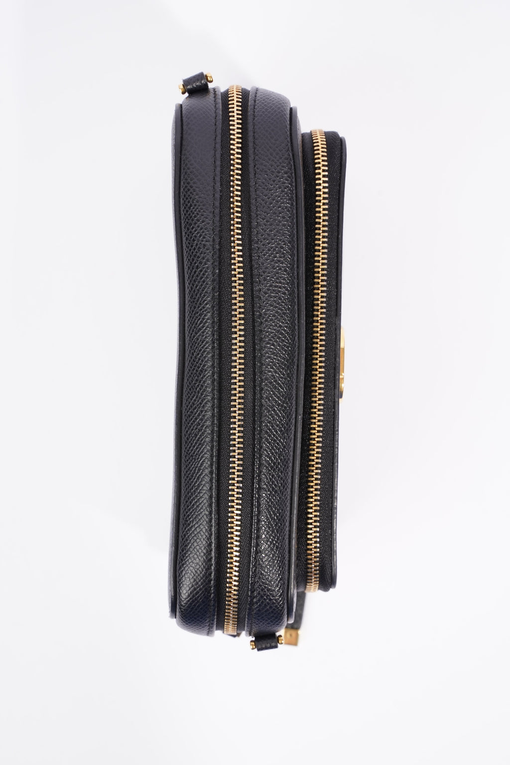 Christian Dior Womens Caro Double Pouch Black Leather