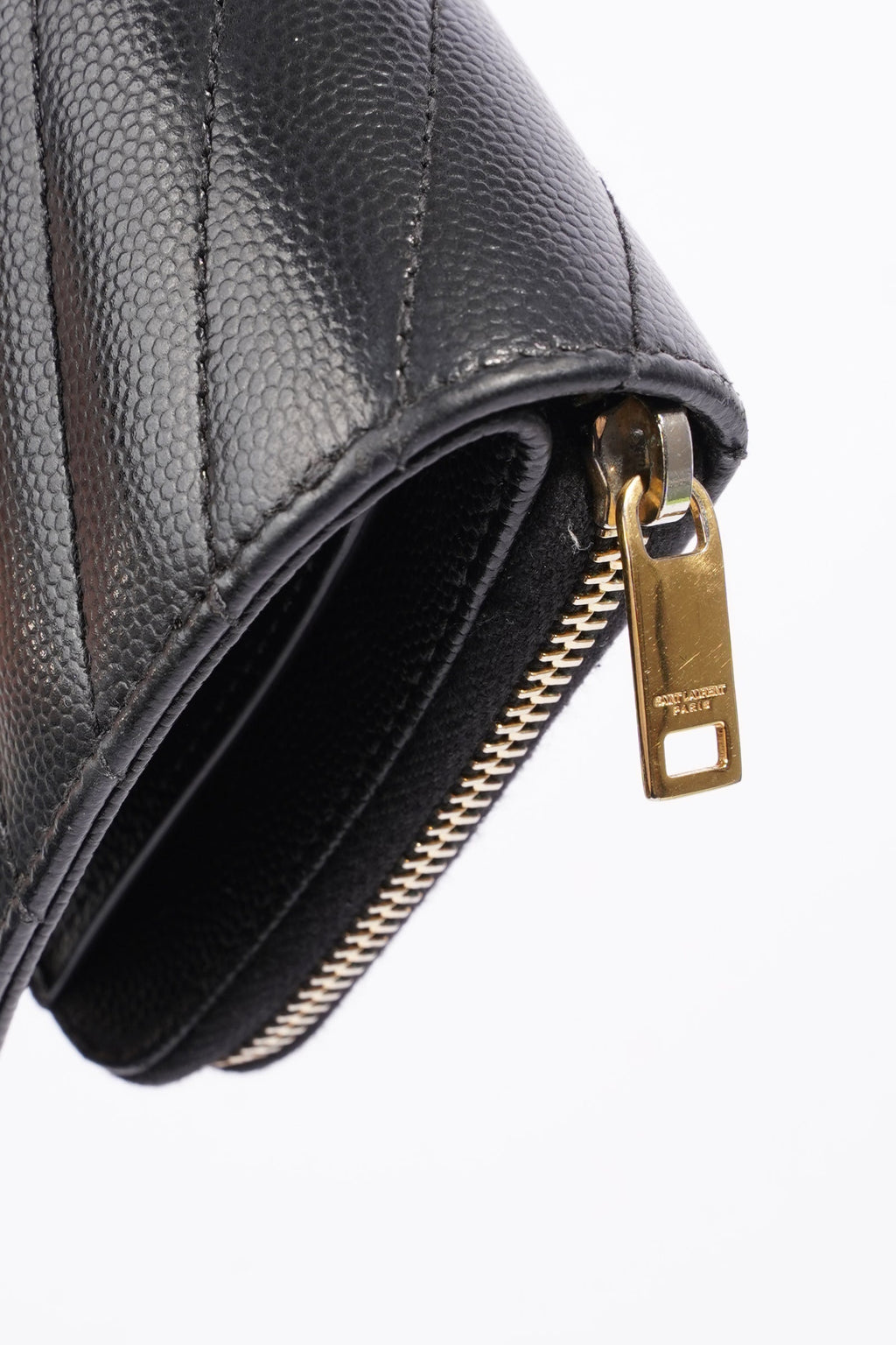 Saint Laurent Cassandre Zip Around Wallet Black Leather Small