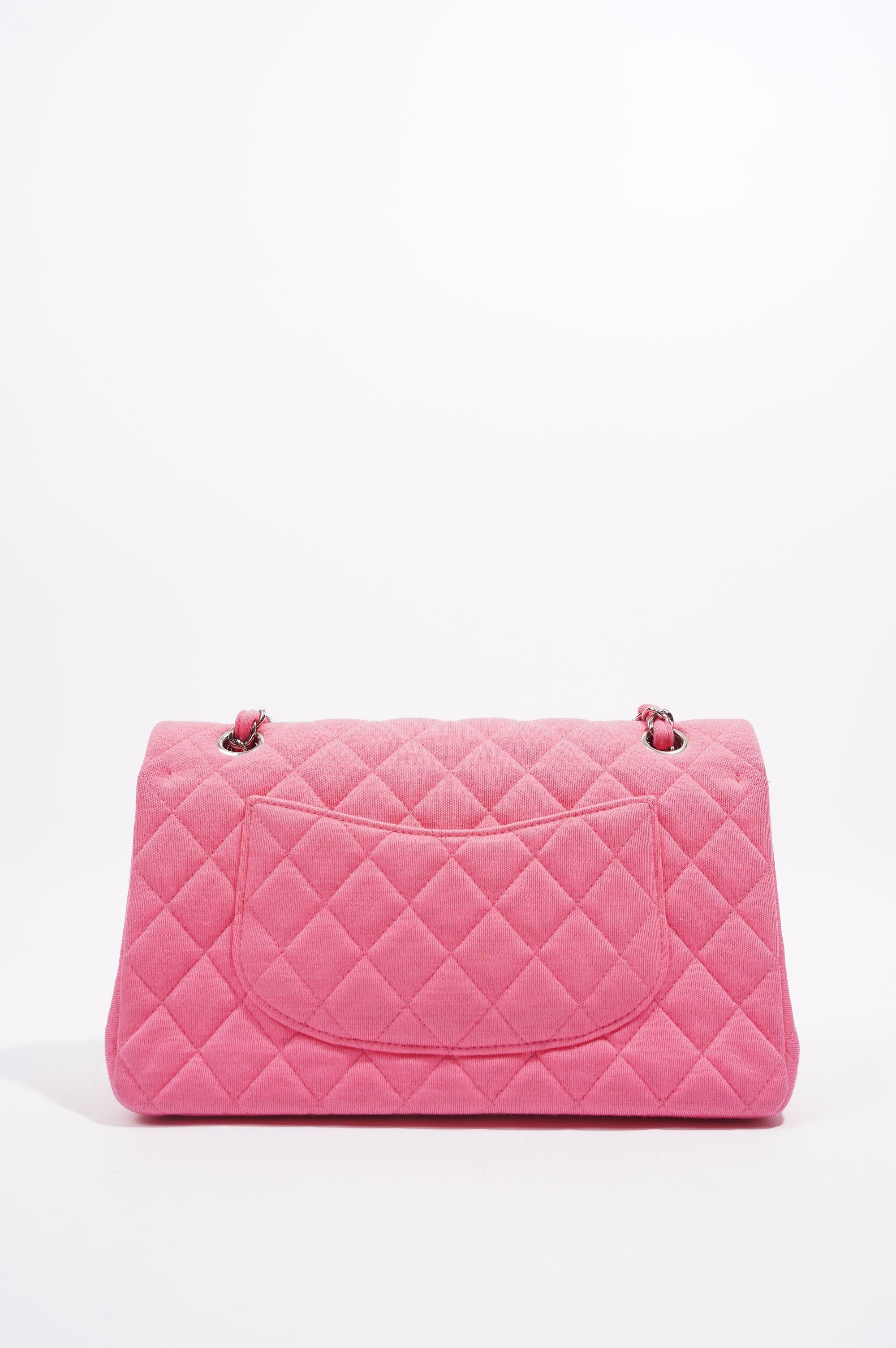 Chanel Womens Fabric Double Flap Bag Pink Medium