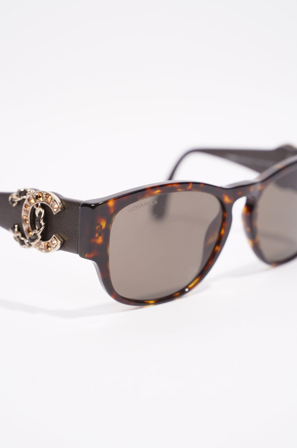 Chanel Womens CC Rectangular Sunglasses Brown Acetate 140