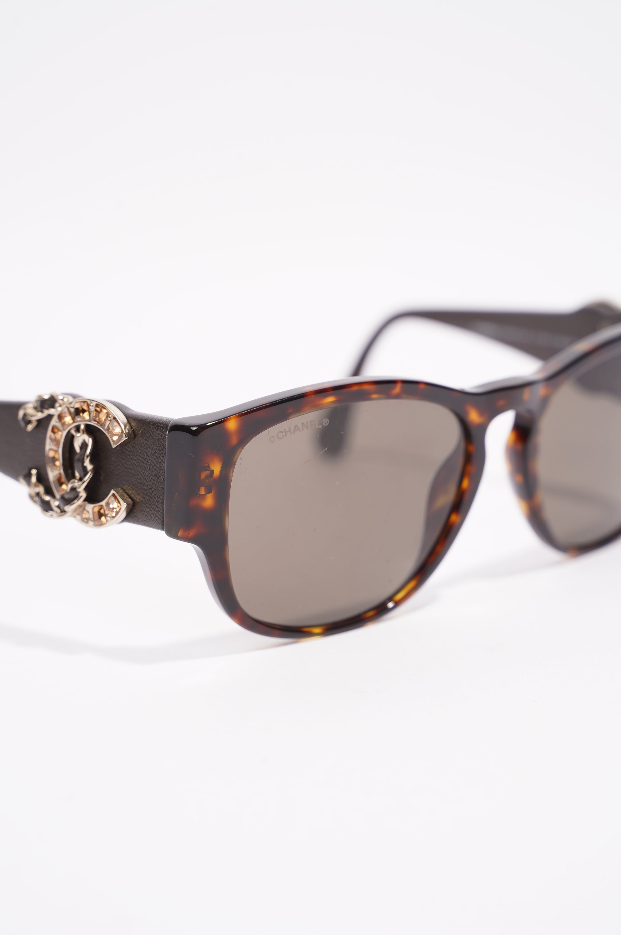 Chanel Womens CC Rectangular Sunglasses Brown Acetate 140