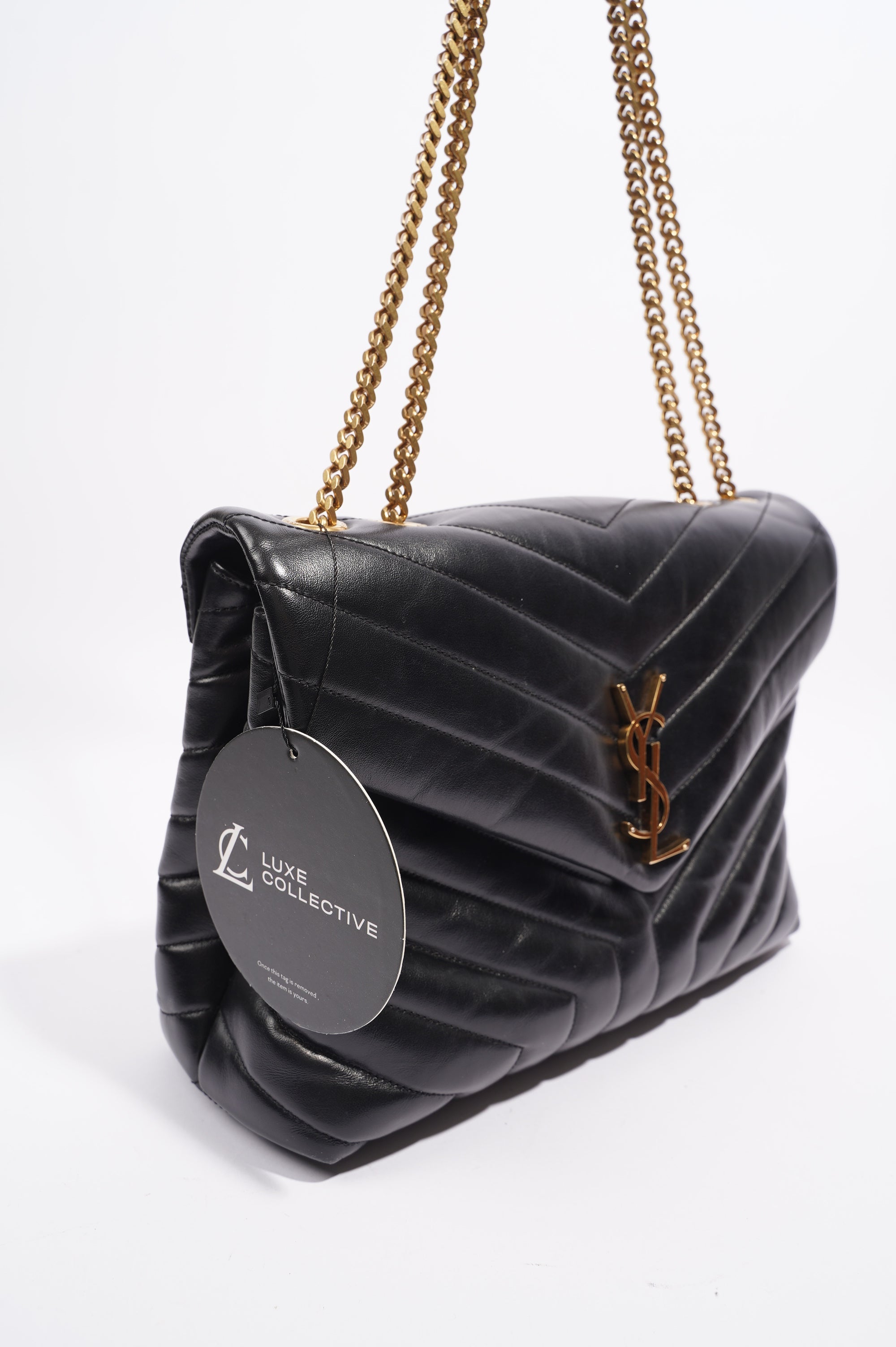 Saint Laurent Womens Lou Lou Black / Gold Medium