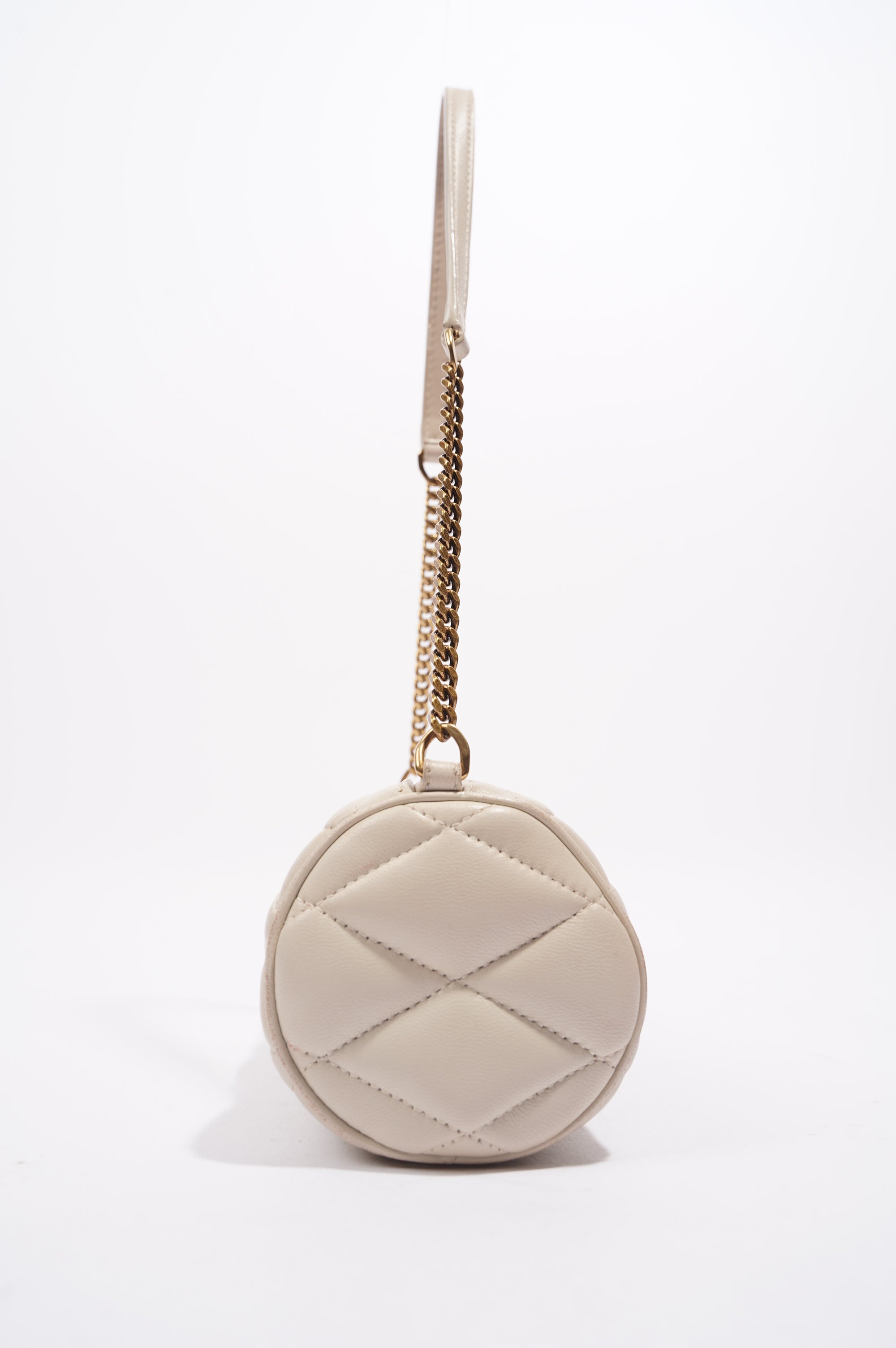 Saint Laurent Womens Tube Bag White Lambskin Leather Mini