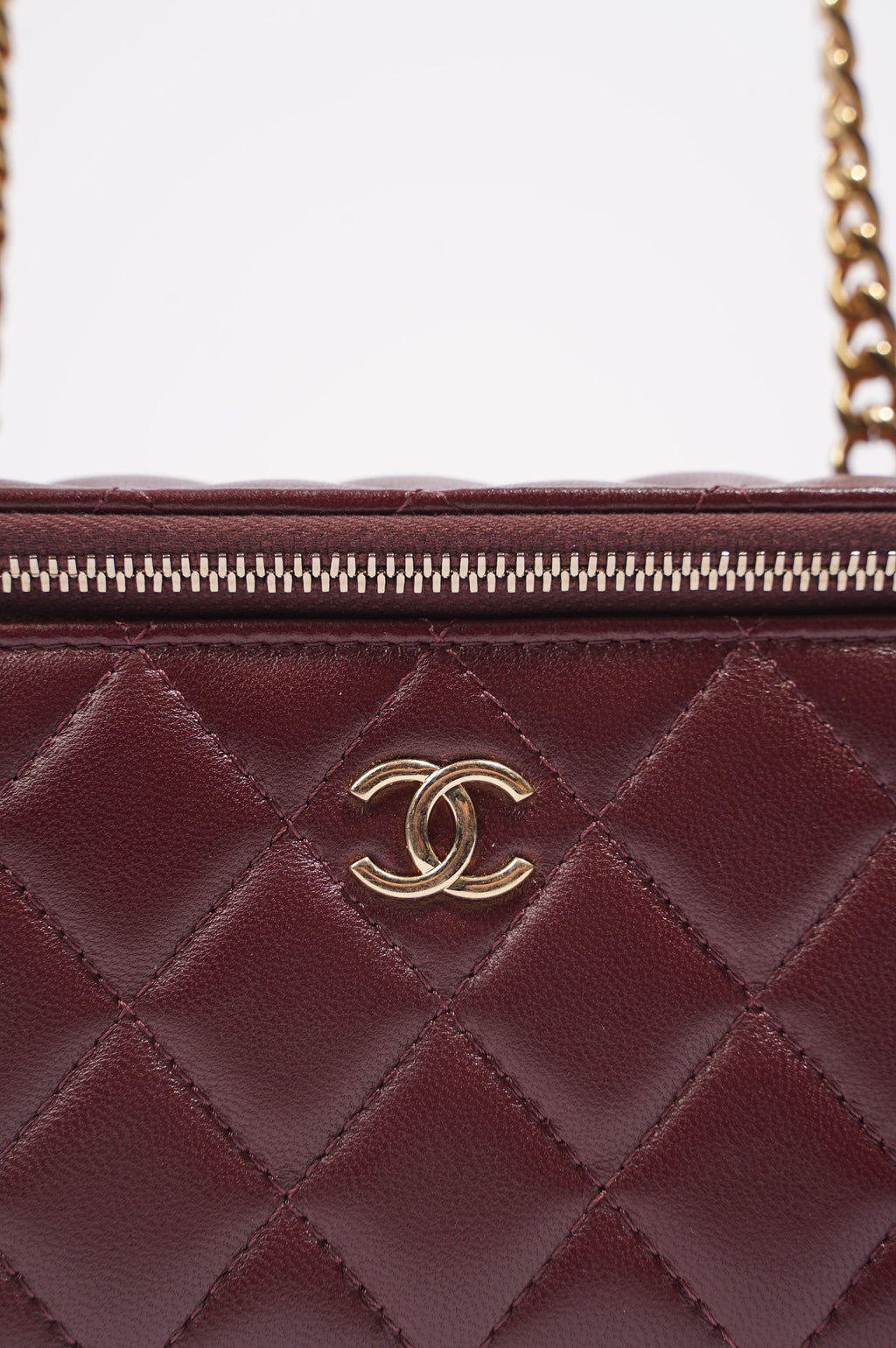 Chanel Womens Vanity Case Burgundy