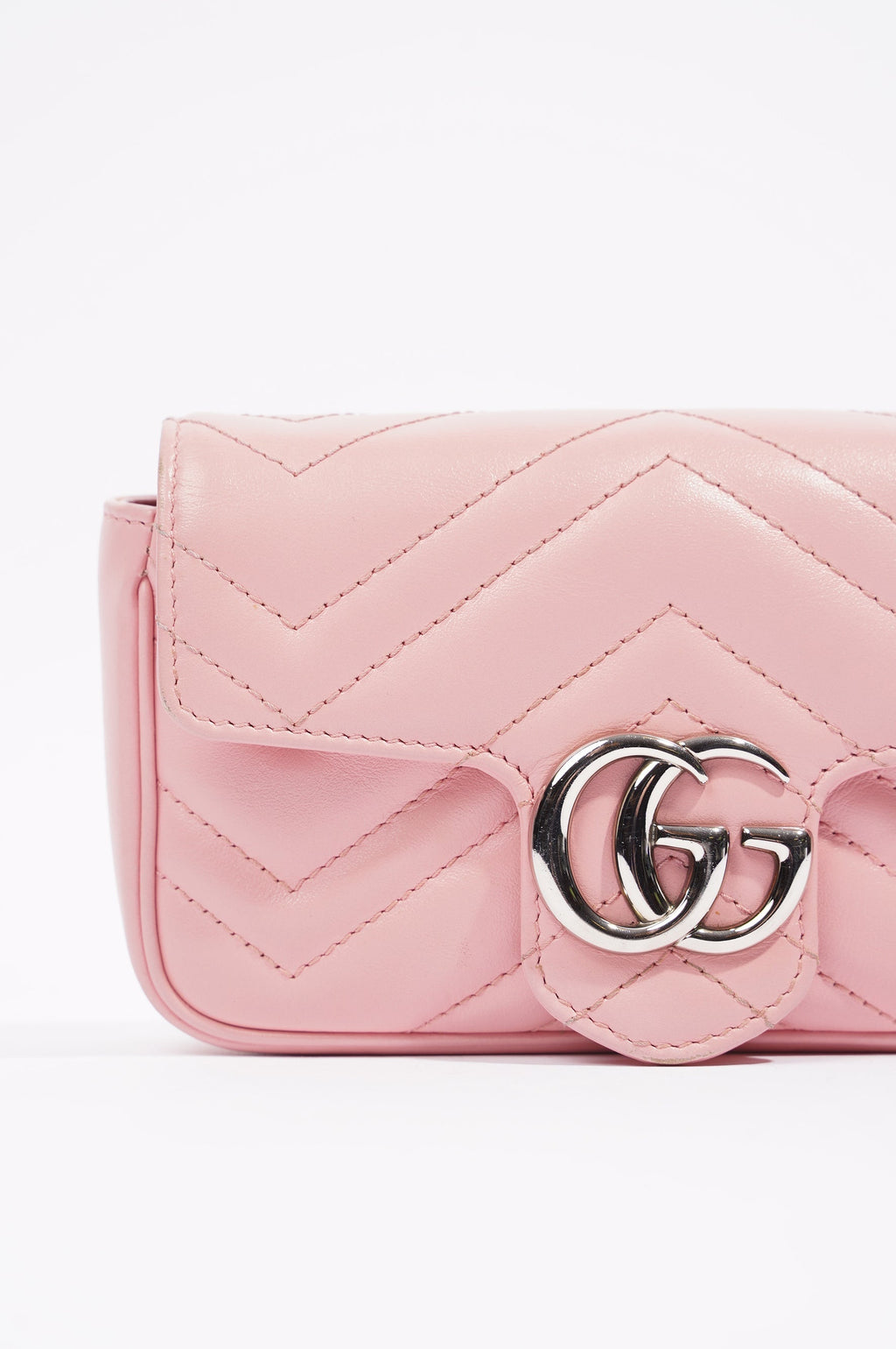 Gucci Womens Marmont Flap Pink / Silver Super Mini