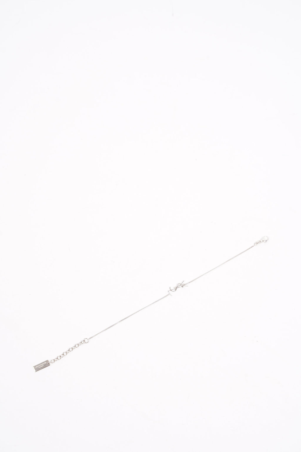 Saint Laurent Womens Logo Bracelet Silver M