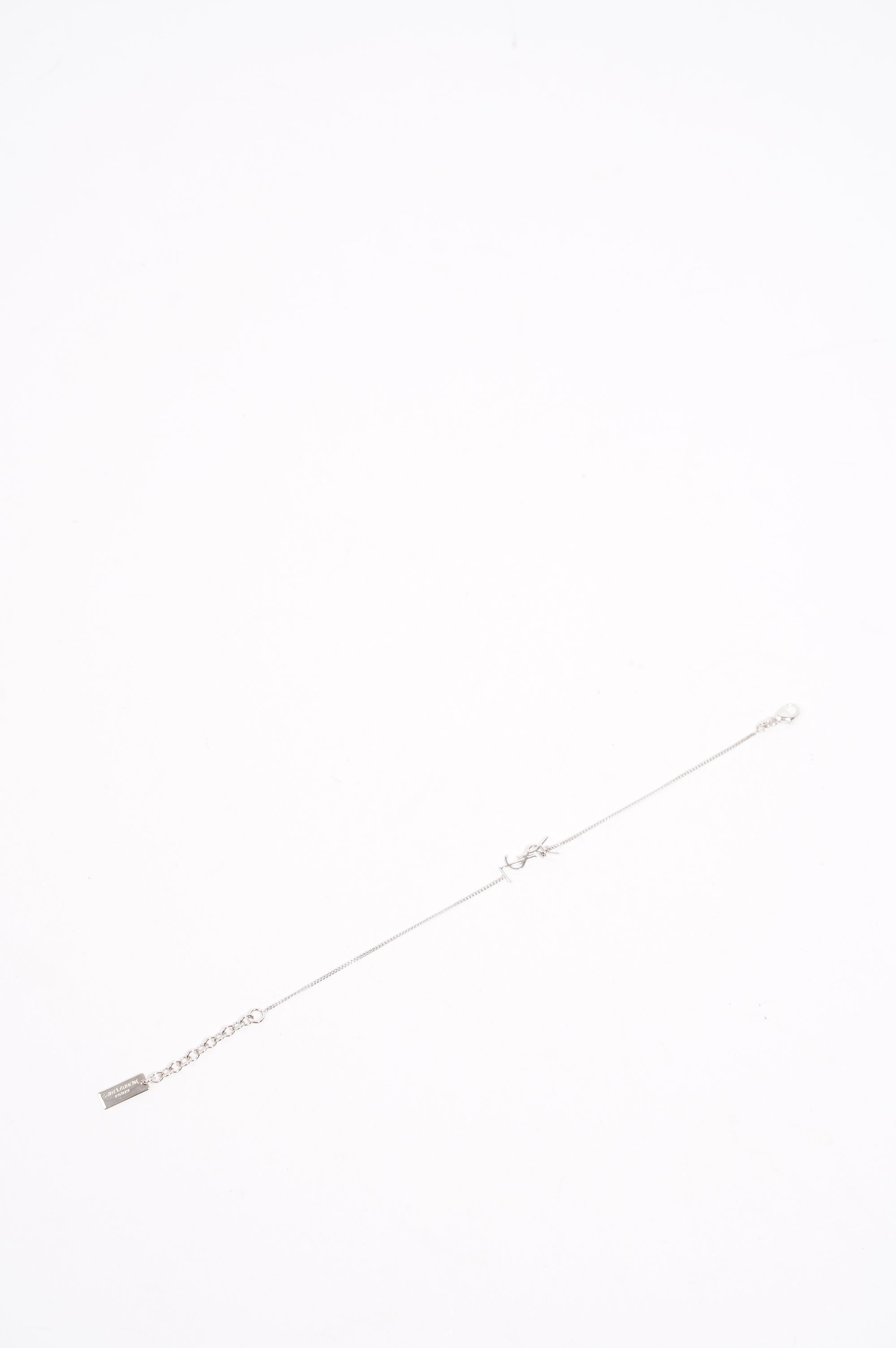 Saint Laurent Womens Logo Bracelet Silver M