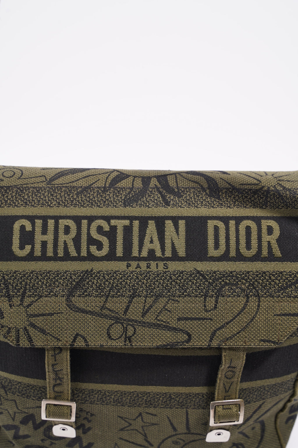 Christian Dior Womens Diorcamp Messenger Bag Green / Black Canvas