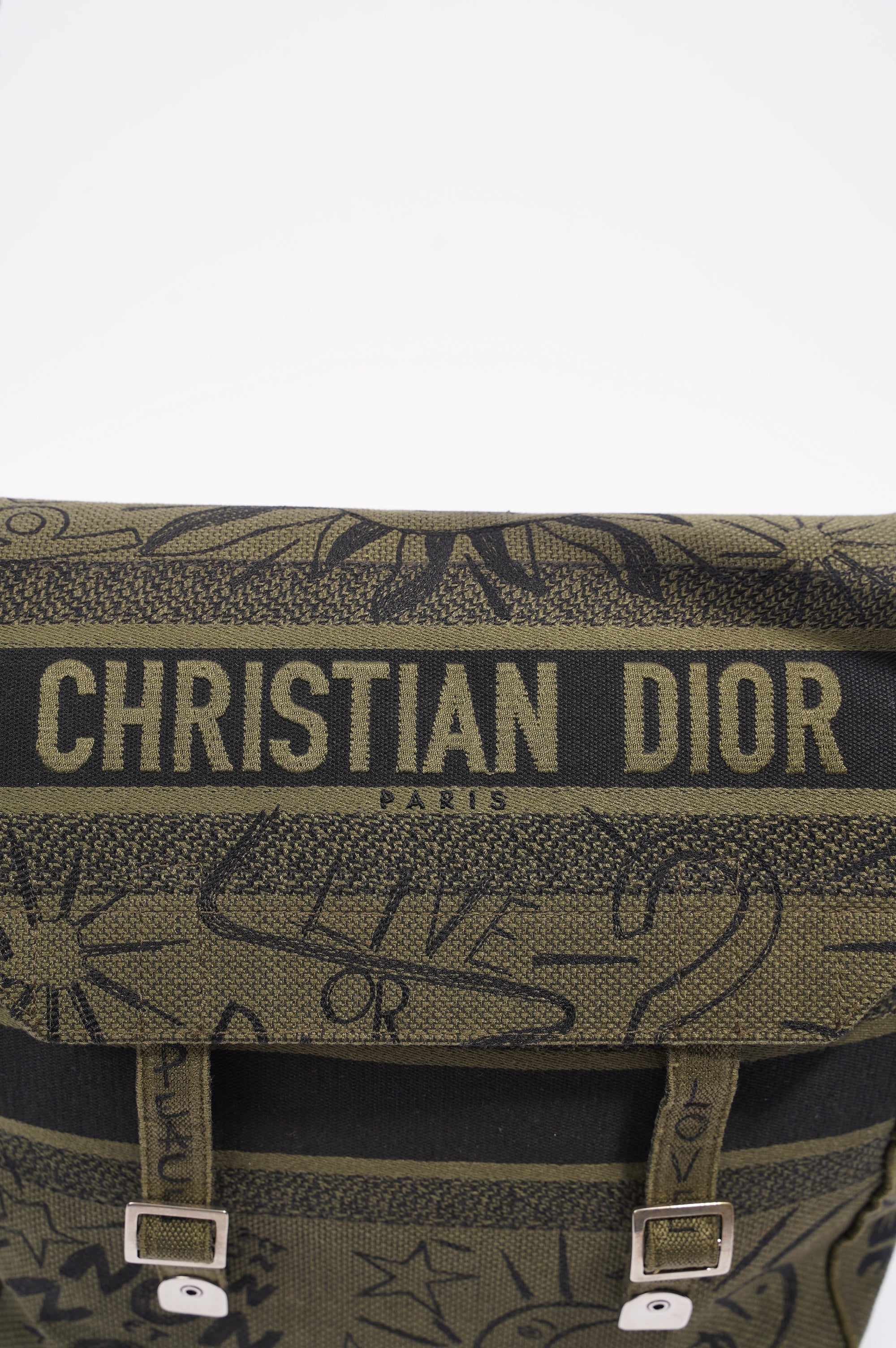 Christian Dior Womens Diorcamp Messenger Bag Green / Black Canvas