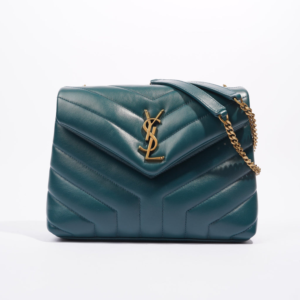 Saint Laurent Womens Lou Lou Dark Green Small