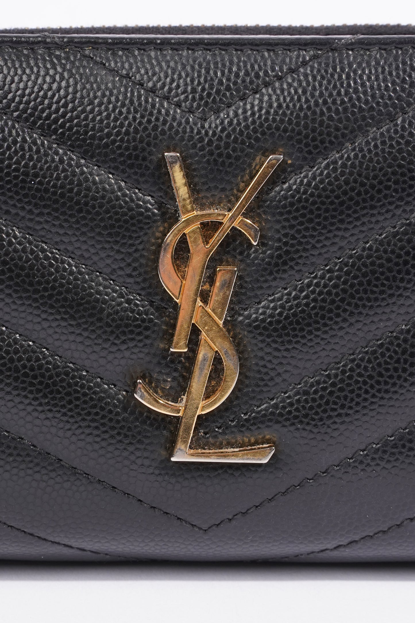 Saint Laurent Cassandre Zip Around Wallet Black Leather Small